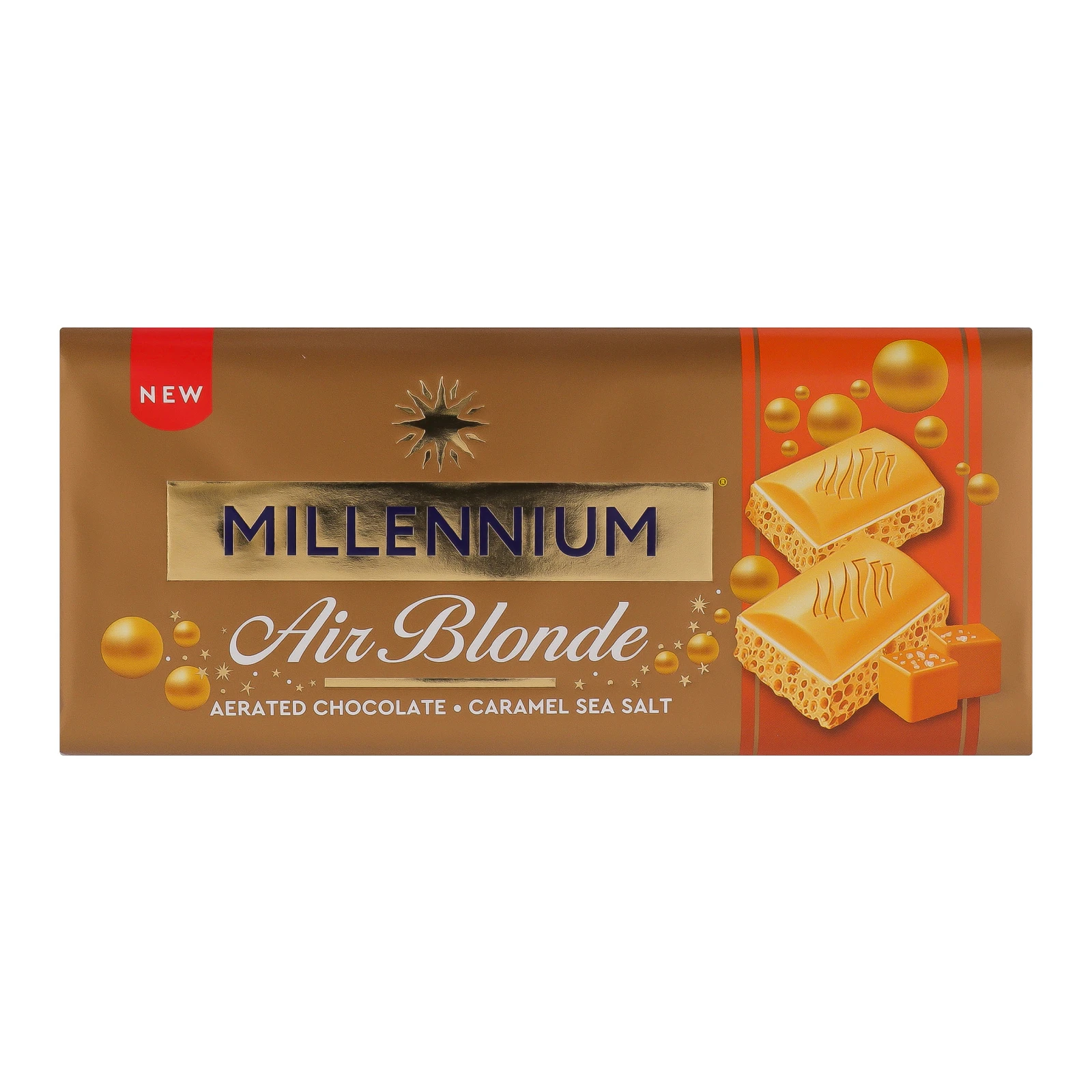 Шоколад Millennium Air Blonde Caramel Sea Salt білий пористий 85г Фото №:1
