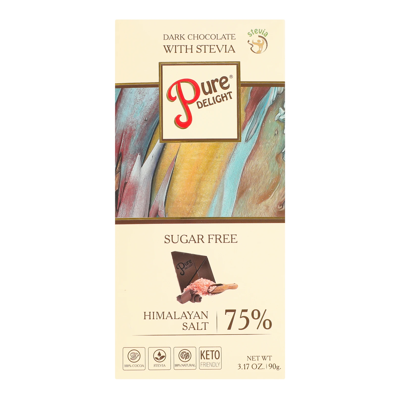 Шоколад Pure Delight Himalayan salt чорний Sugar free 75% 90г