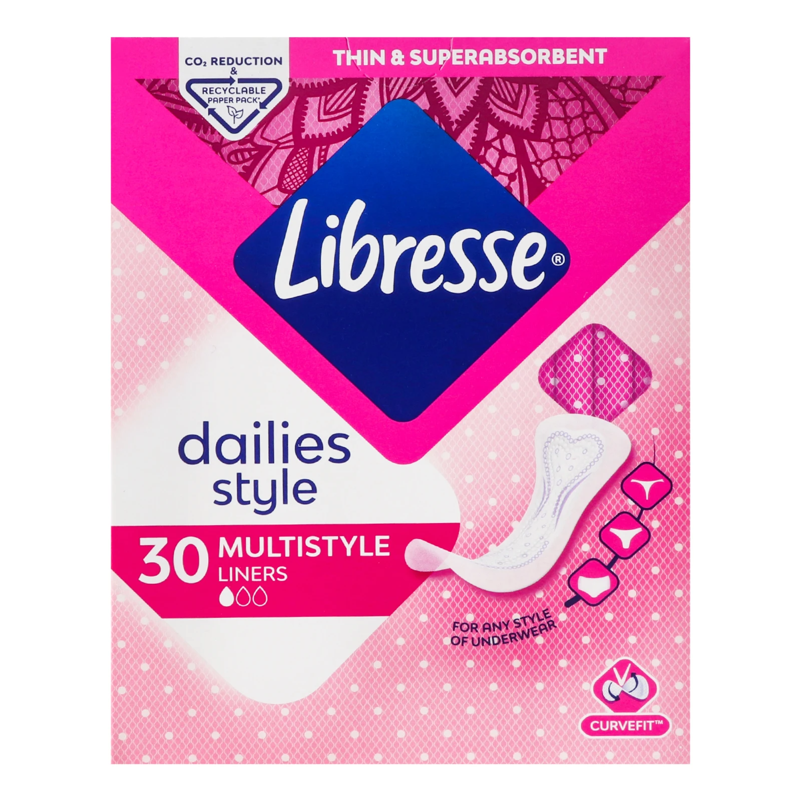 Прокладки щоденні Libresse Dailies Style Multistyle поглинаючі 30шт/уп Фото №:1