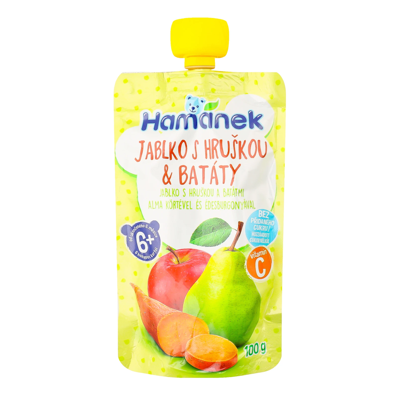 Пюре Hamanek фруктово-овочеве Яблуко з грушею та бататом для дітей від 6-ти місяців 100г Фото №:1