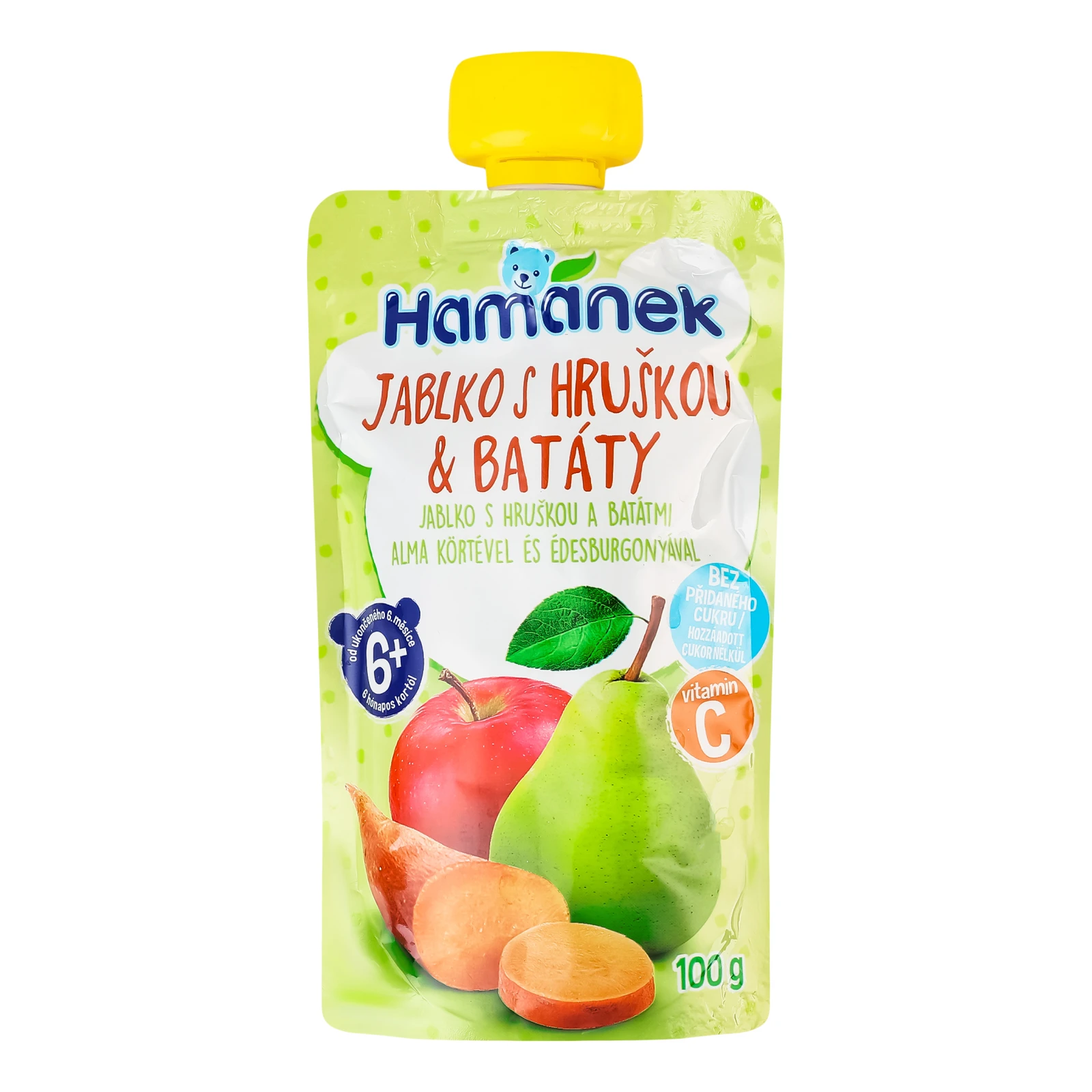 Пюре Hamanek Яблуко з грушею та бататом фруктово-овочеве для дітей від 6-ти місяців 100г Фото №:1