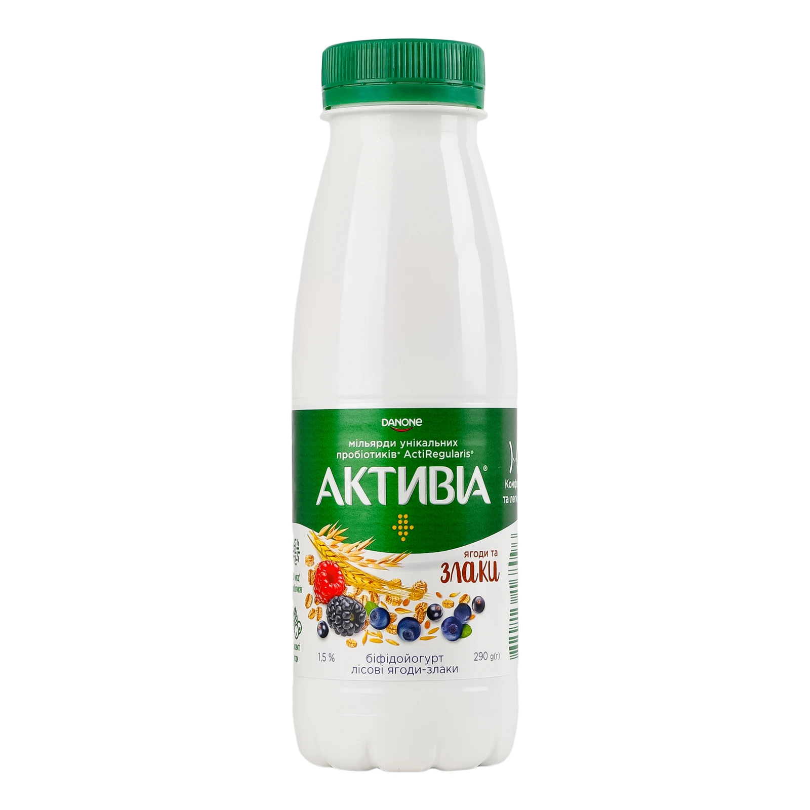 Біфідойогурт Активіа Лісові ягоди-злаки 1.5% 290г Фото №:1