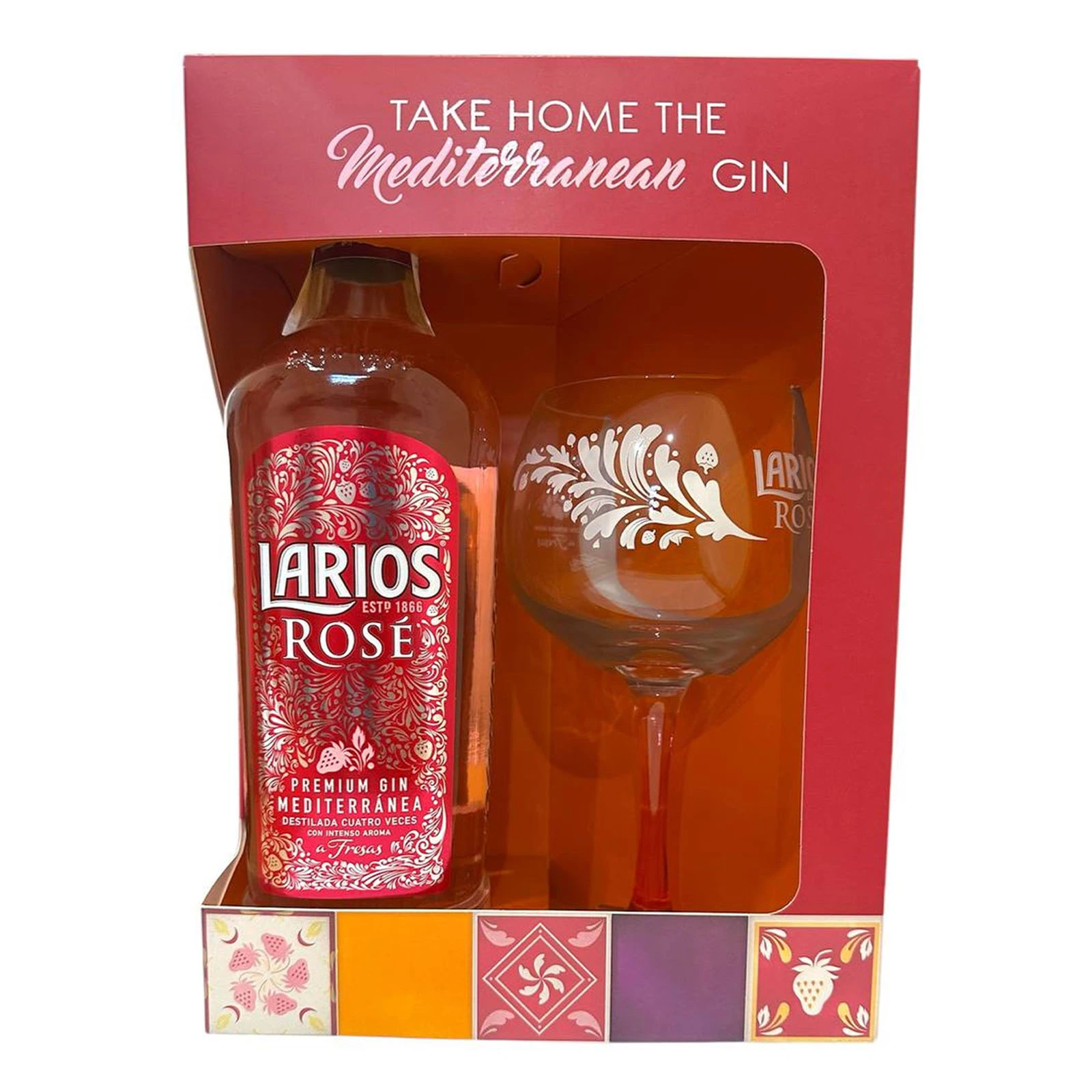Набір Larios джин Rose 37.5% 0.7л + келих Фото №:1