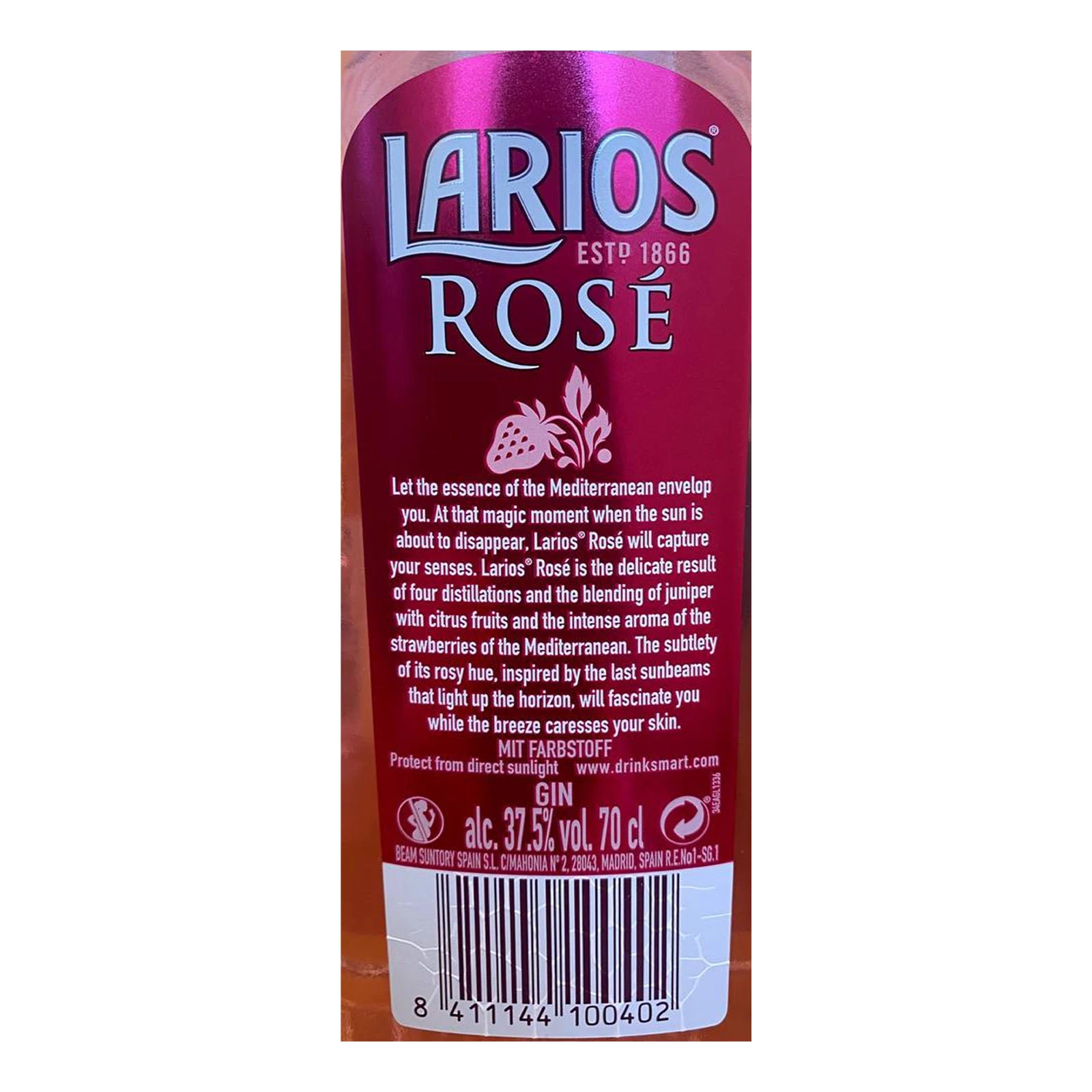Набір Larios джин Rose 37.5% 0.7л + келих Фото №:3