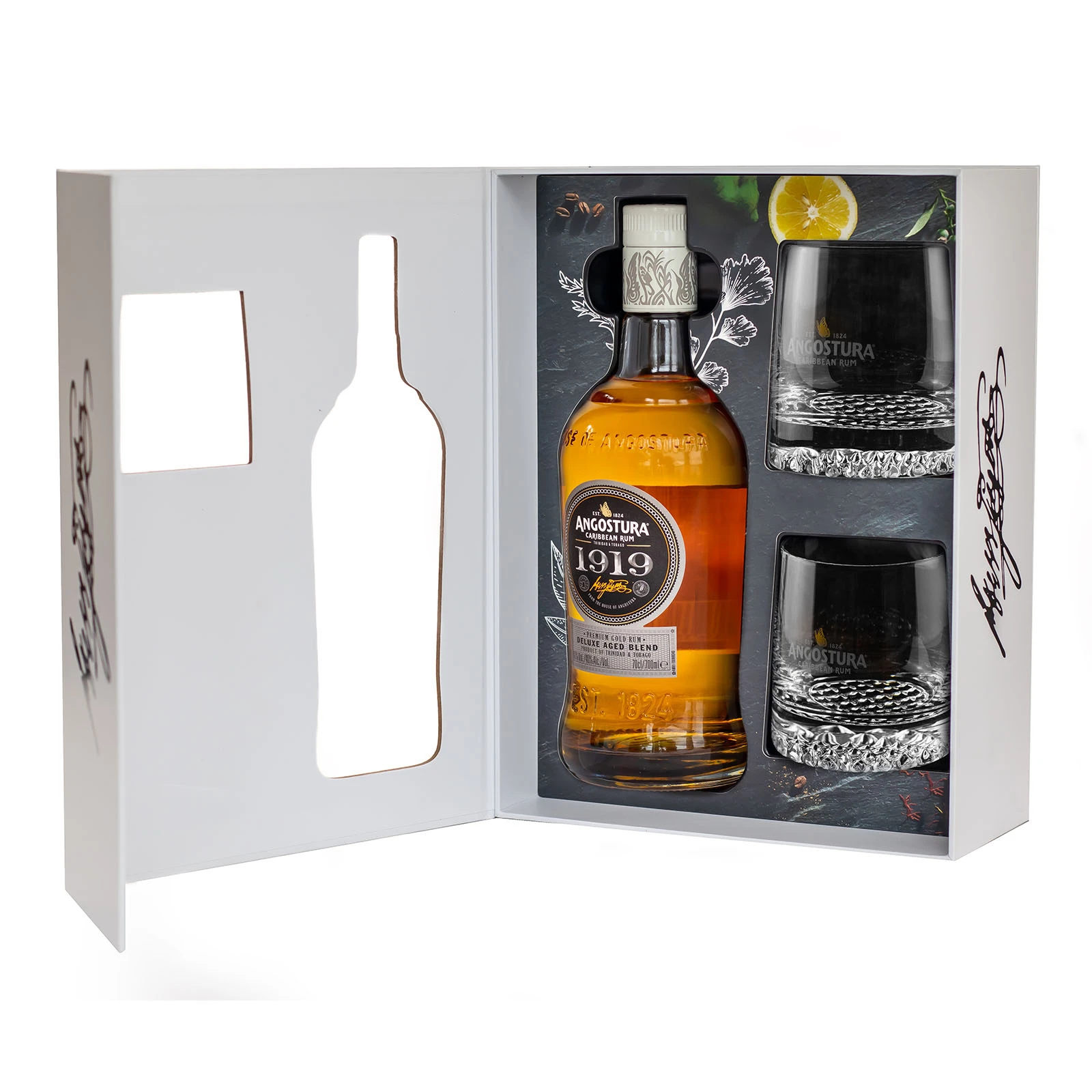 Набір Angostura ром 1919 40% 0.7л + 2 склянки Фото №:1