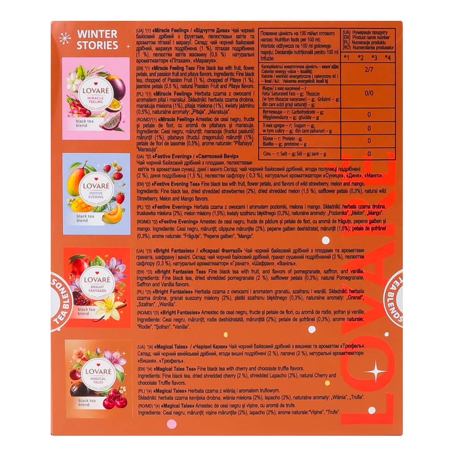 Чай Lovare Winter stories чорний асорті 4 вида 8шт Фото №:2