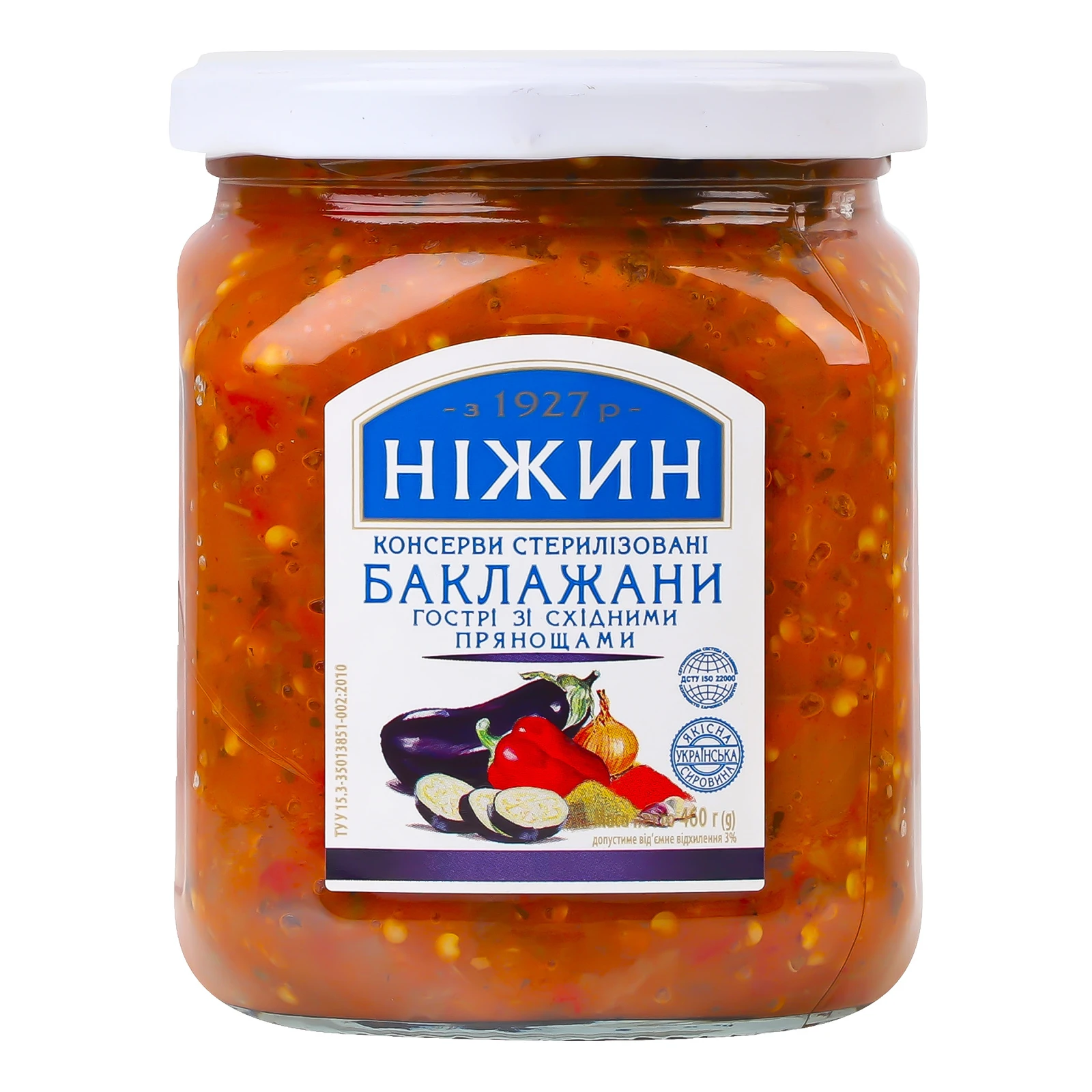 Баклажани Ніжин гострі зі східними прянощами стерилізовані 460г
