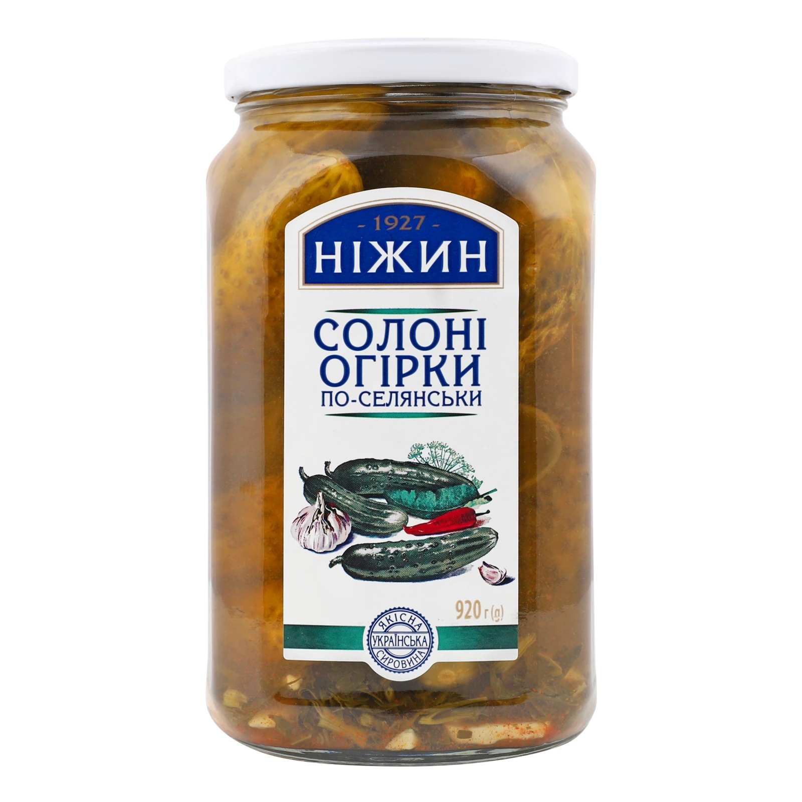 Огірки Ніжин по-селянськи солоні 920г Фото №:1