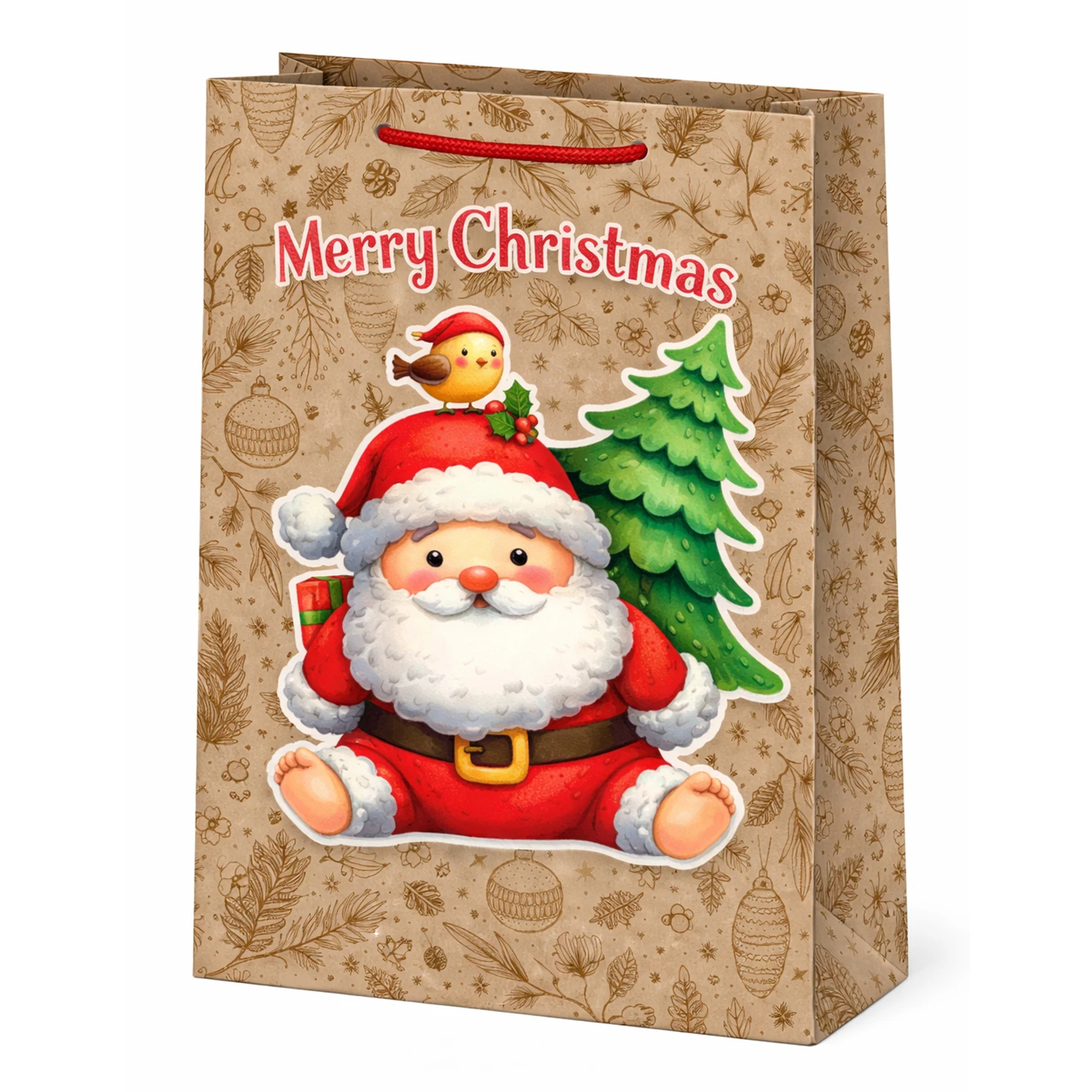 Пакет паперовий 380280120мм крафт новорічний Фото №:1