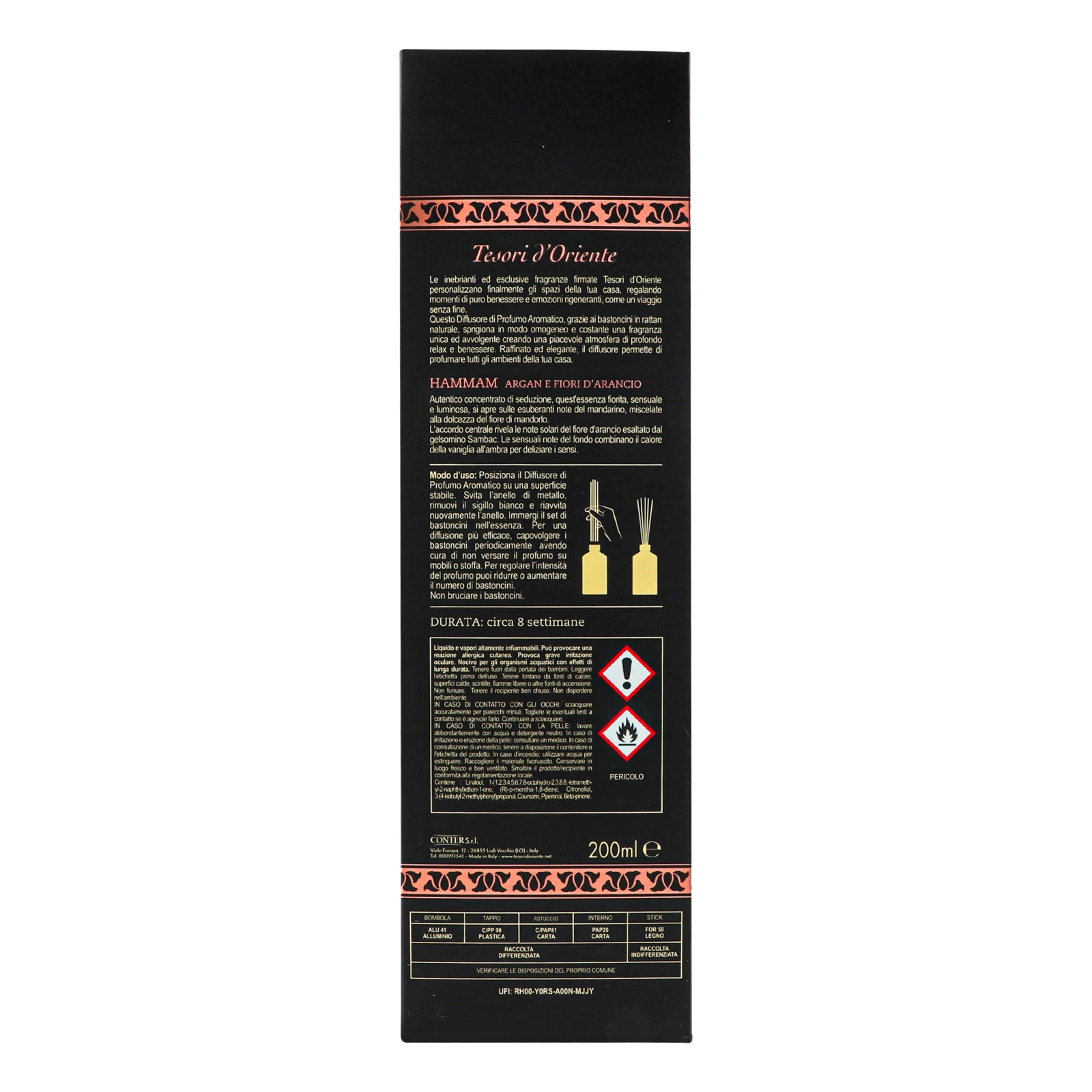 Дифузор ароматичний Tesori d'Oriente Hammam 200мл Фото №:2