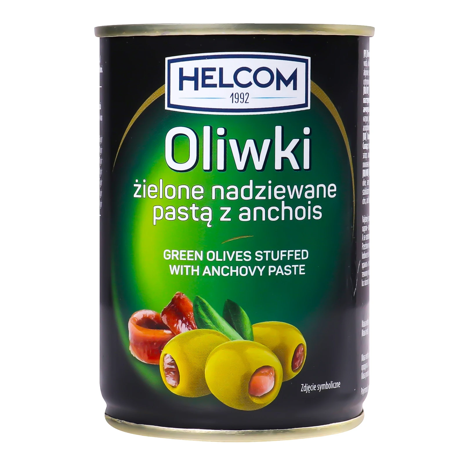 Оливки Helcom 280г фаршировані пастою з анчоусами з/б Фото навігації №:1
