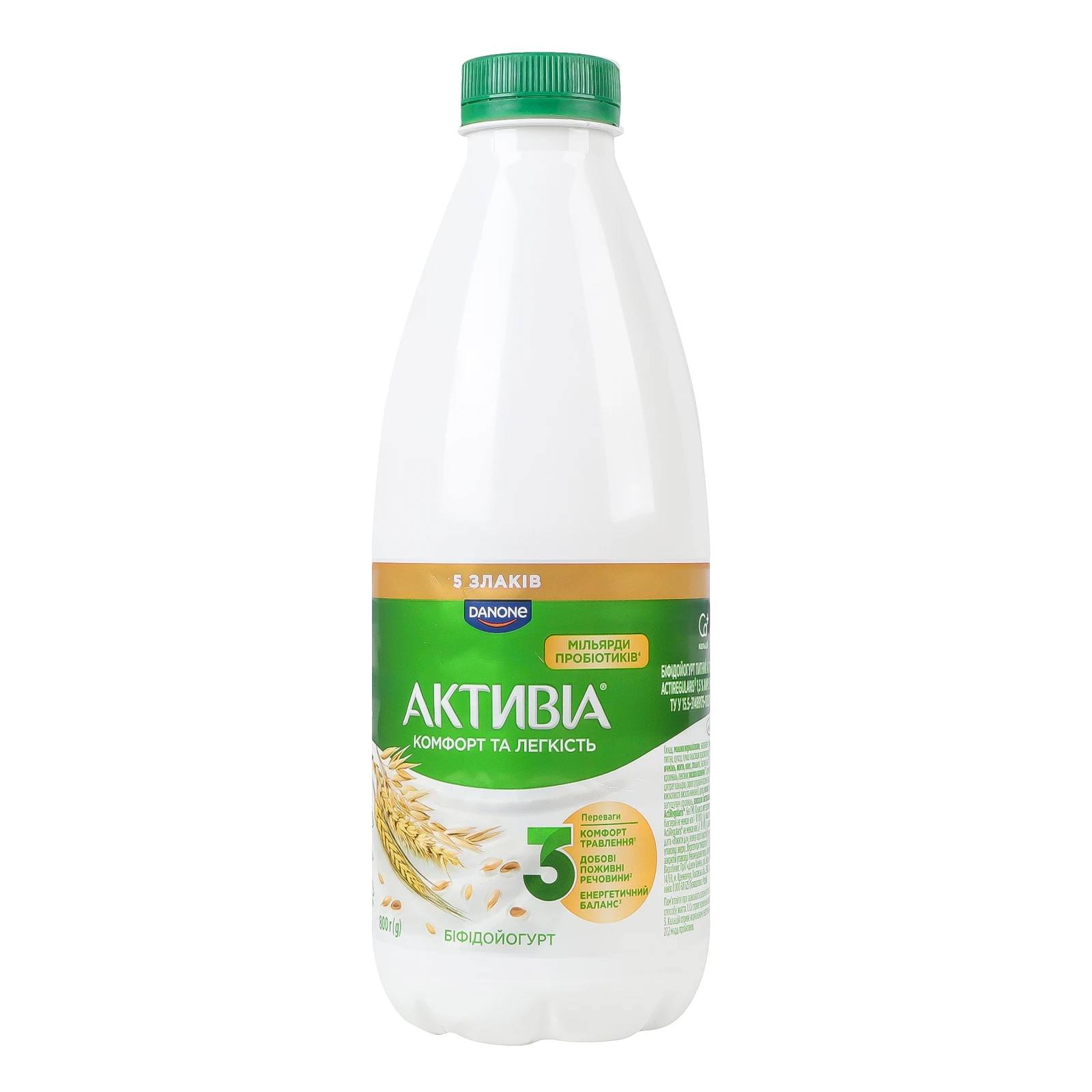 Біфідойогурт Активіа питний з біфідобактеріями Actiregularis 5 злаків 1.5% 800г Фото №:2