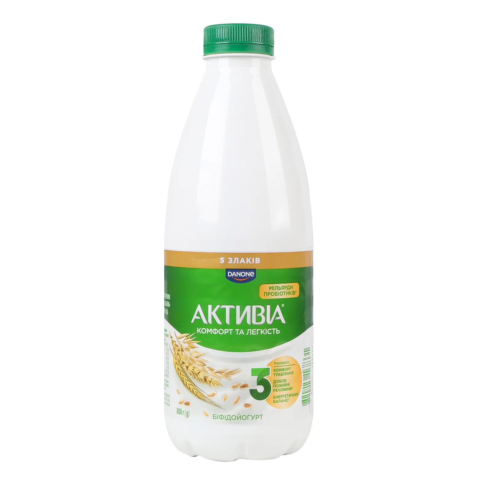 Біфідойогурт Активіа питний з біфідобактеріями Actiregularis 5 злаків 1.5% 800г