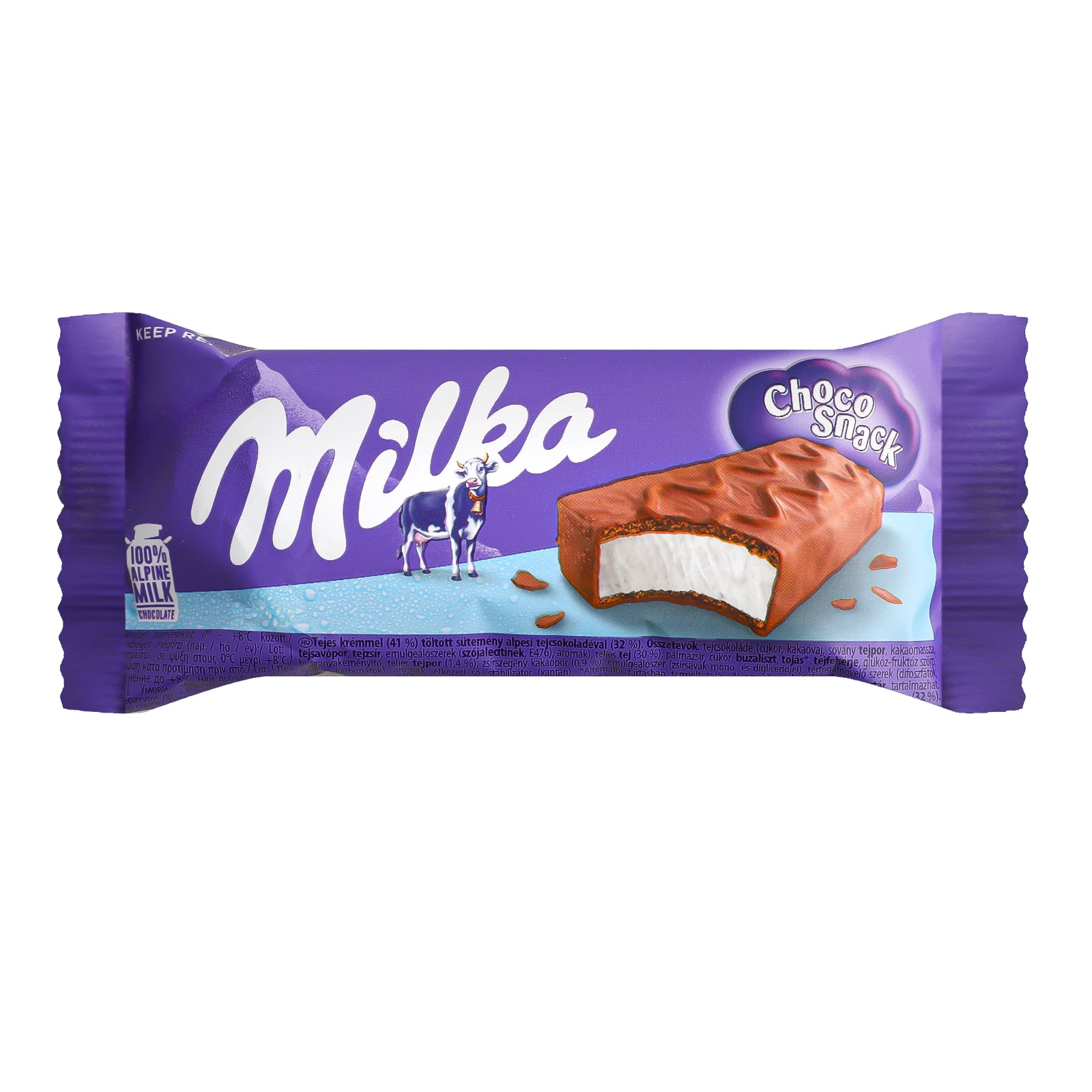 Тістечко Milka Choco snack бісквітне в молочному шоколаді з молочною начинкою 29г