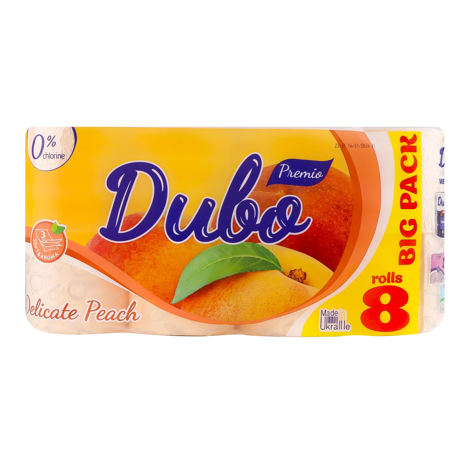 Папір туалетний Диво Premio Delicate Peach 3-х шаровий 8шт/уп Фото №:1