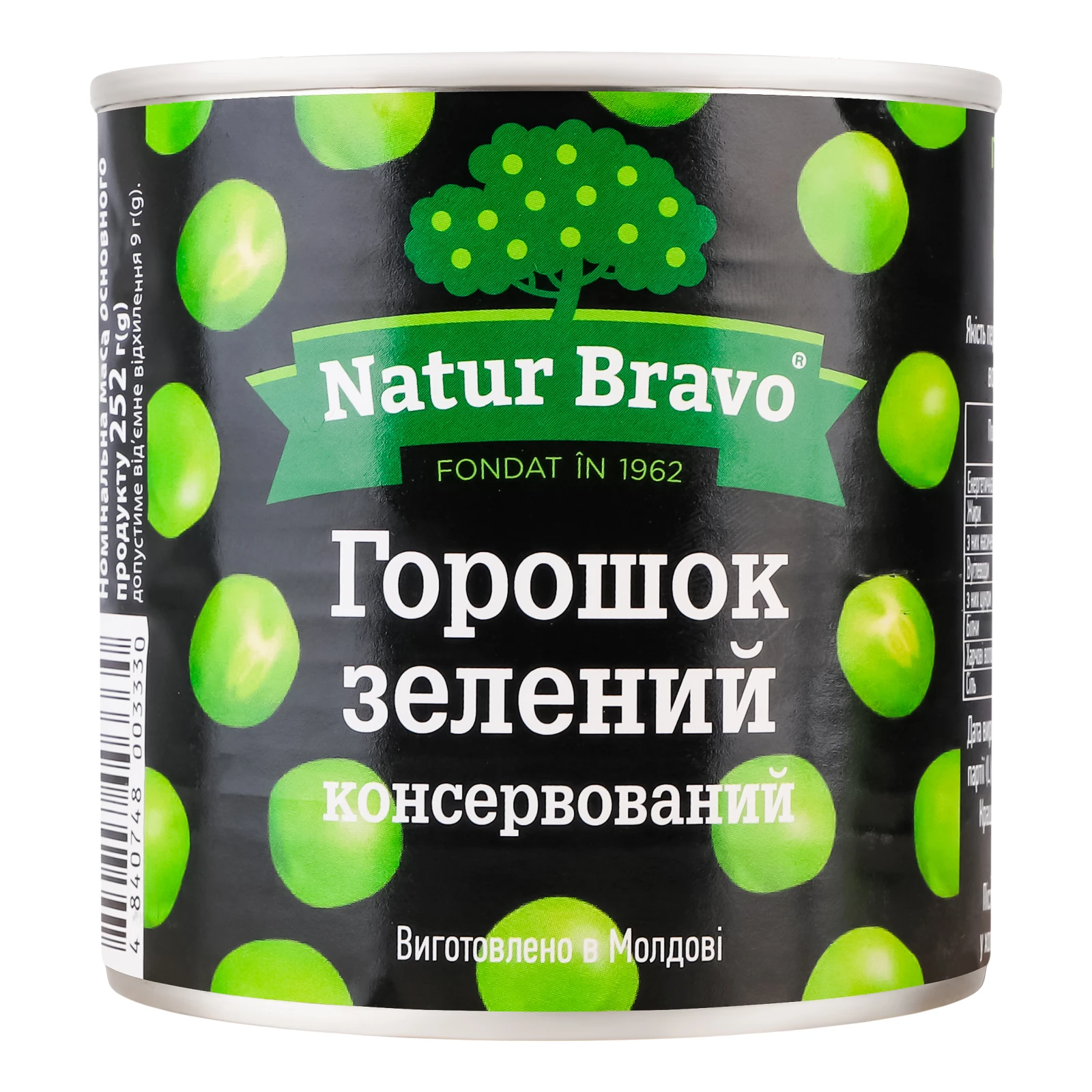 Горошок Natur Bravo зелений консервований 420г Фото №:1