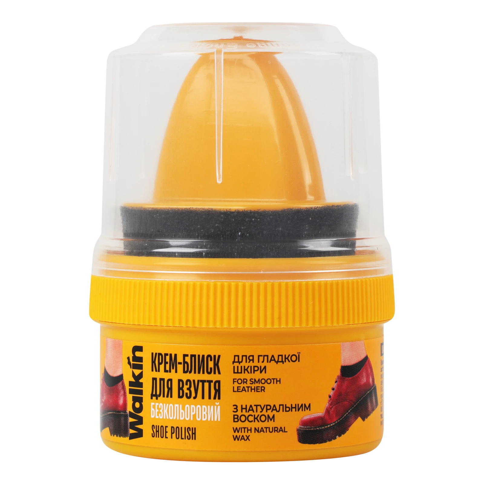 Крем-блиск для взуття Walkin з гладкої шкіри безкольоровий з аплікатором 50мл Фото №:1