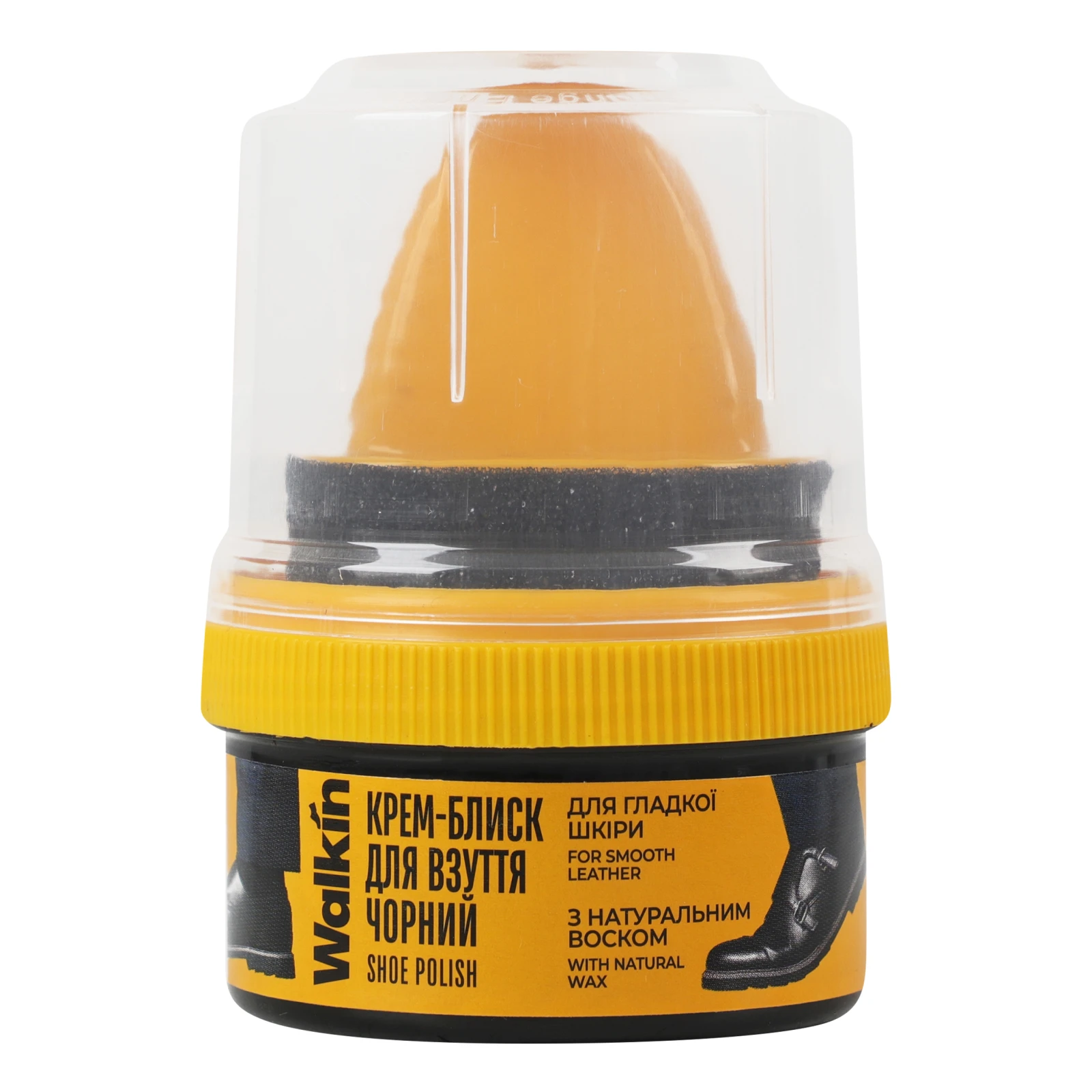 Крем-блиск для взуття Walkin з гладкої шкіри чорний з аплікатором 50мл Фото №:1