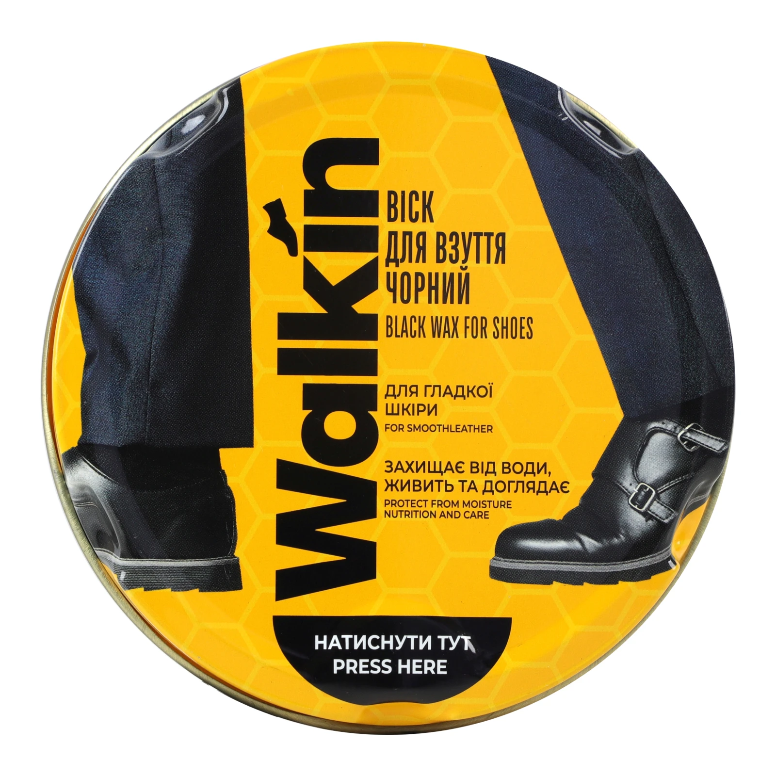Віск Walkin для взуття з гладкої шкіри чорний 75мл Фото №:1
