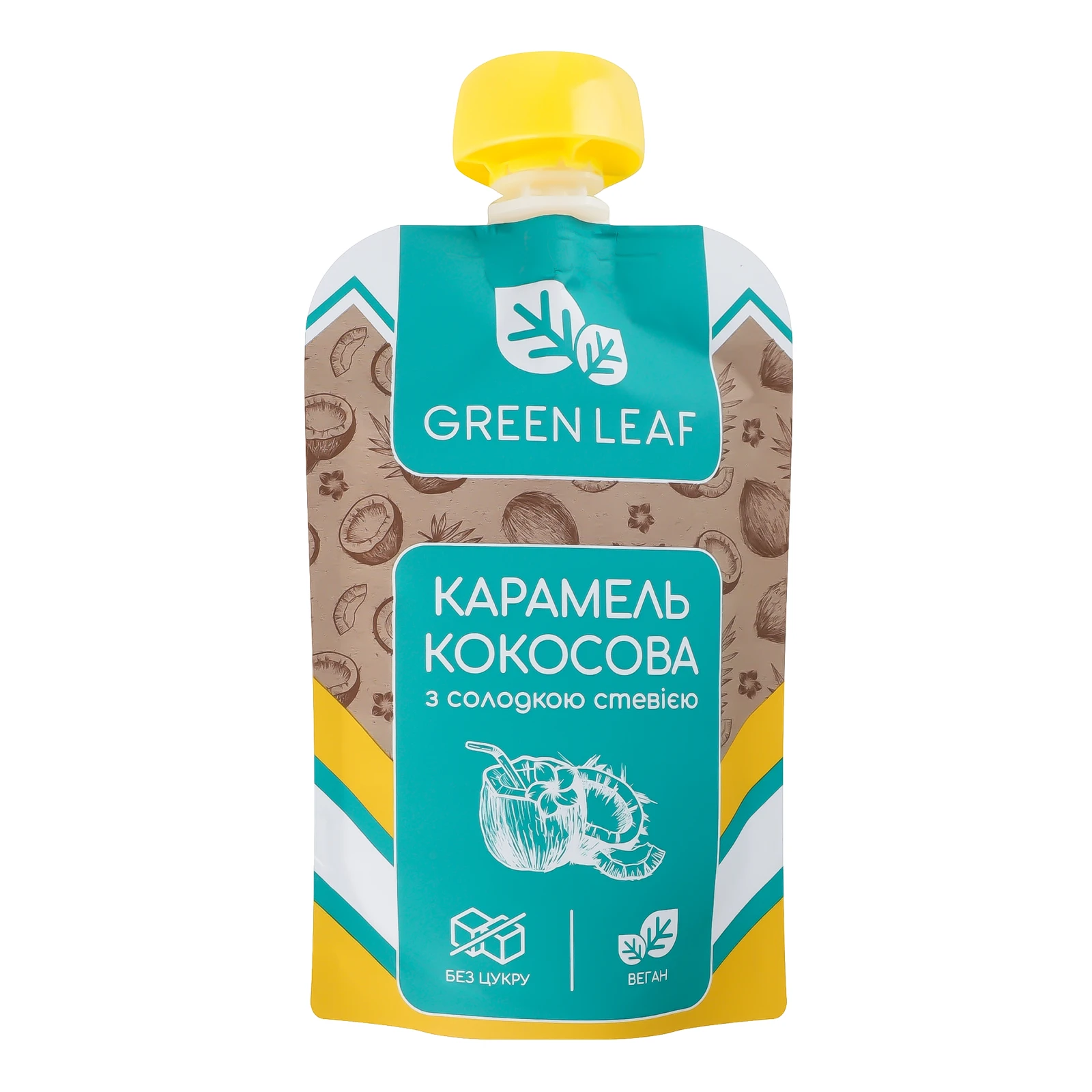 Карамель Green Leaf кокосова з солодкою стевією 90г Фото №:1