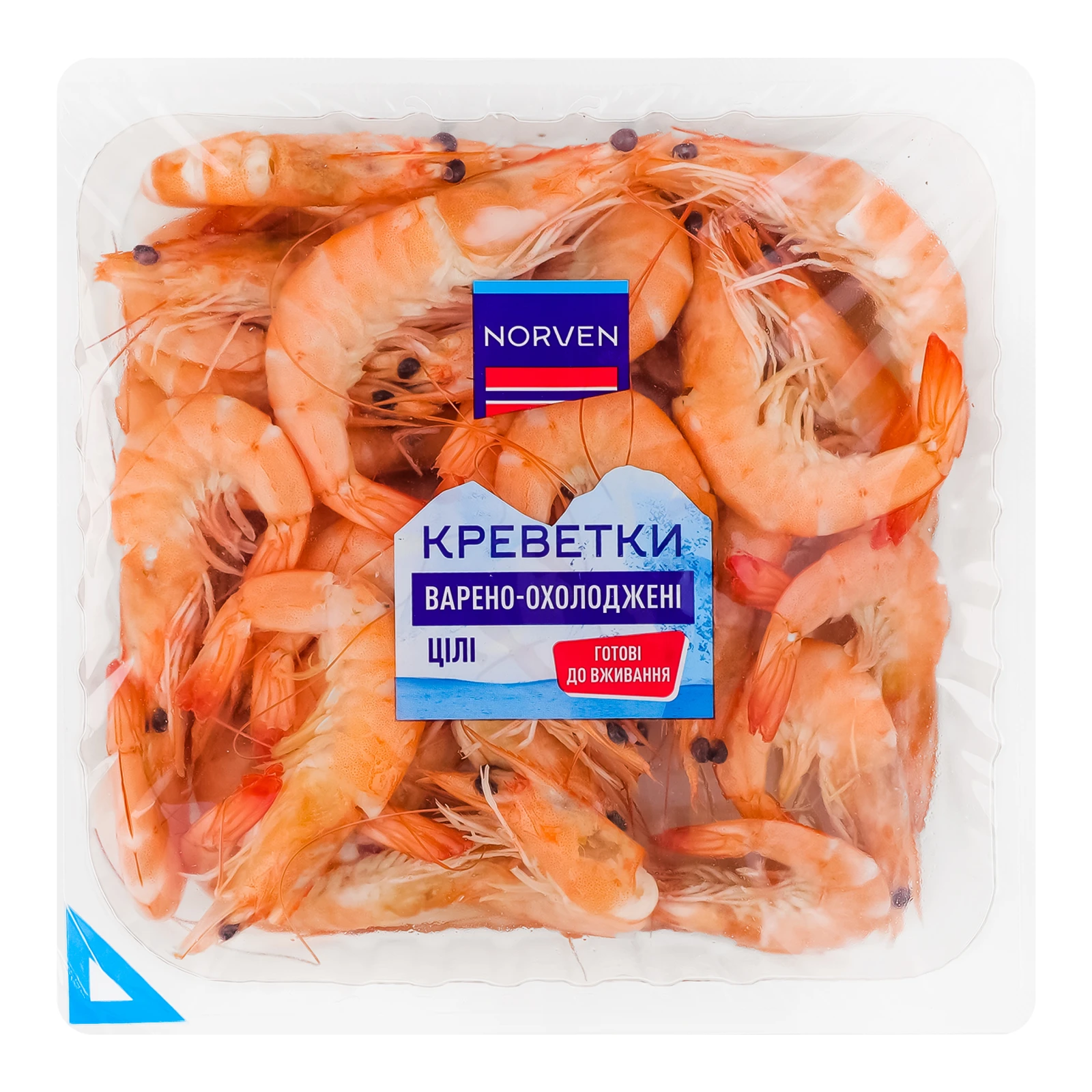 Креветки Norven варено-охолоджені цілі 60/100 400г Фото №:1