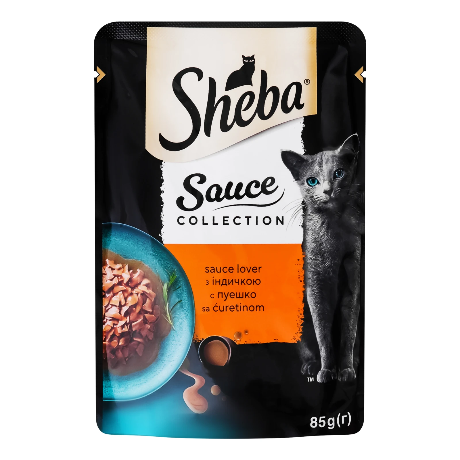Корм консервований Sheba Sauce Collection З індичкою для дорослих котів 85г Фото навігації №:1
