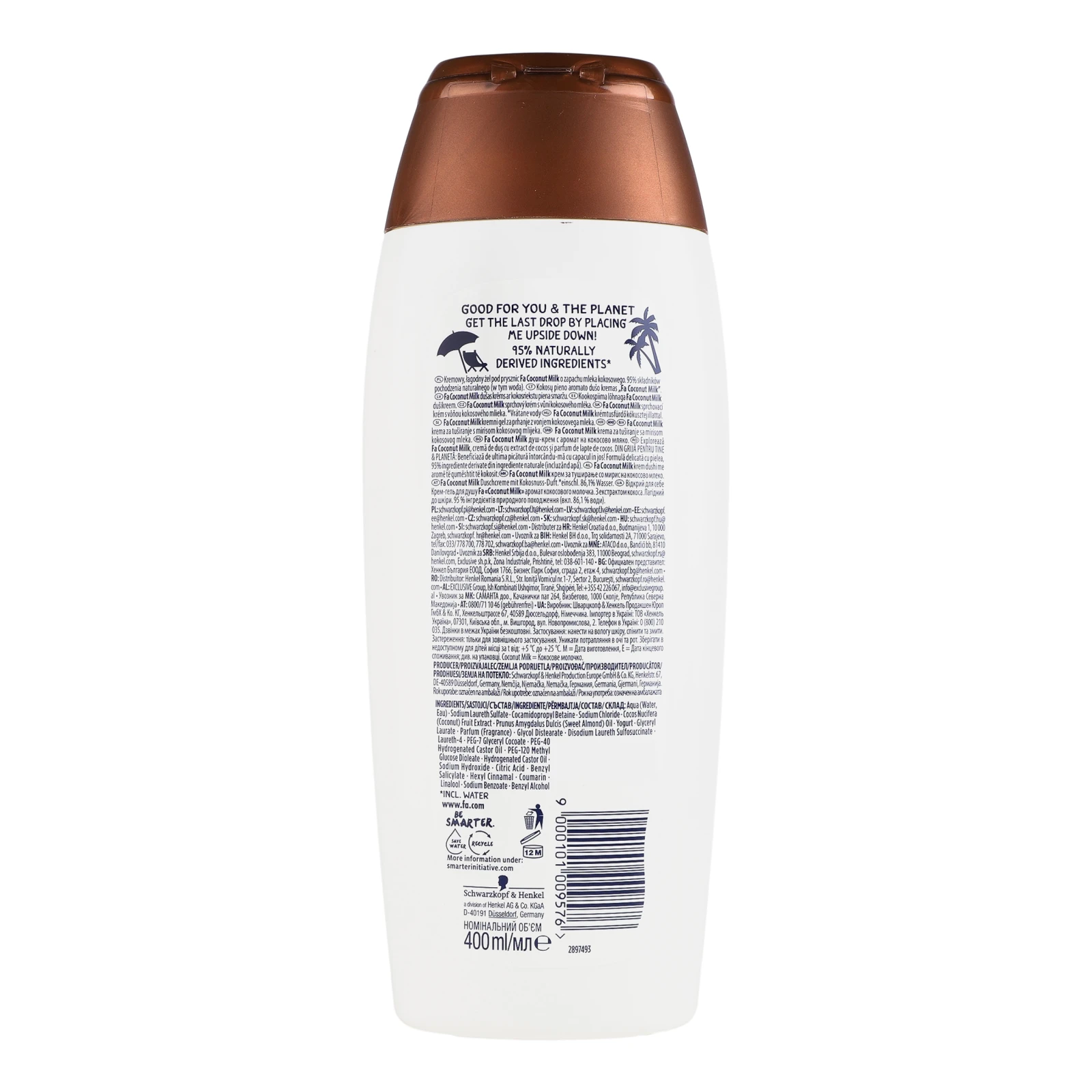 Крем-гель для душу Fa Coconut Milk з ароматом кокосового молочка 400мл Фото №:2