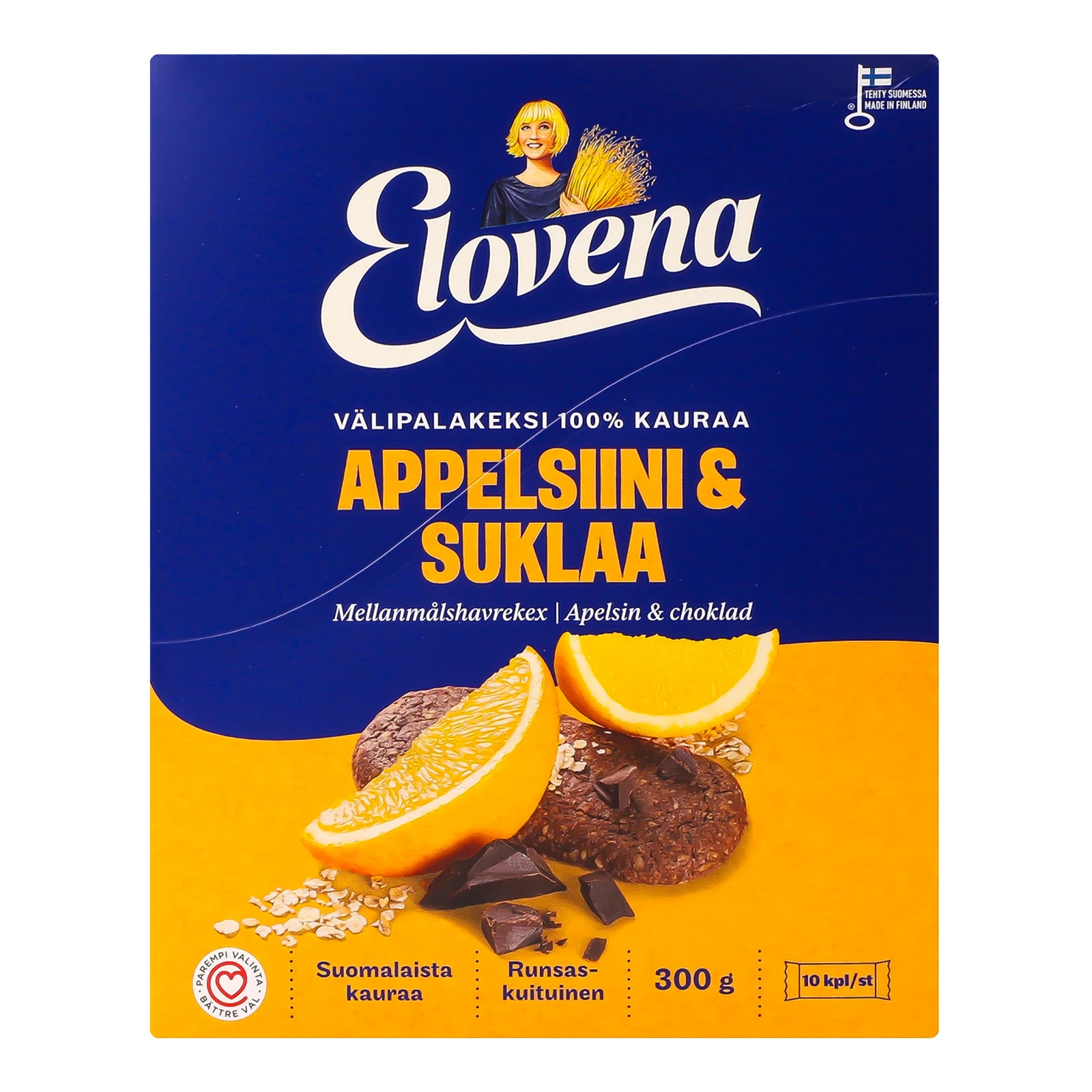 Галети Elovena з вівса з помаранчем та шоколадом 300г Фото №:1