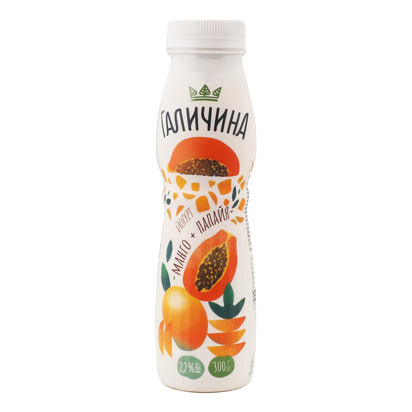 Йогурт Галичина питний Манго-папайя 2.2% 300г Фото №:2