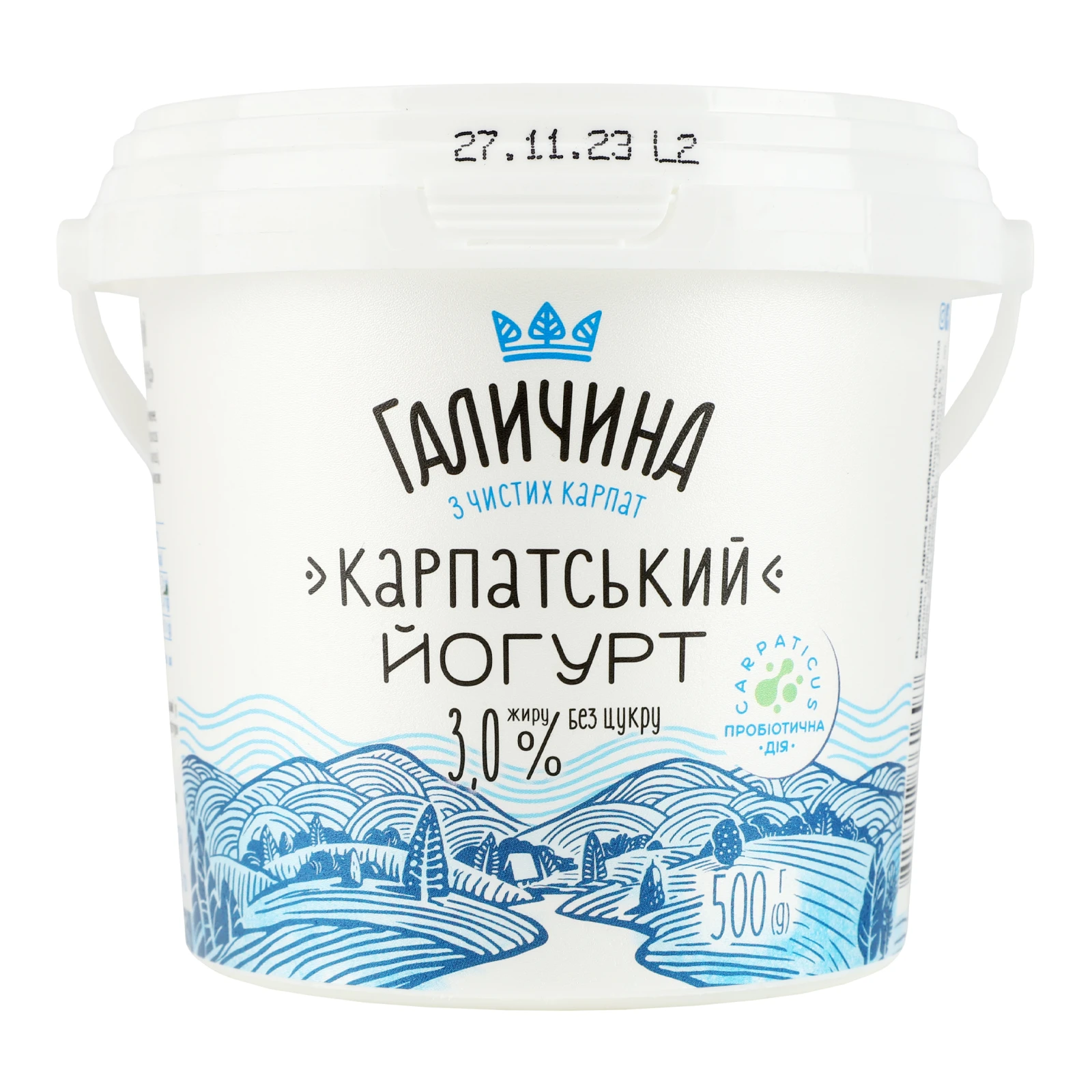 Йогурт Галичина Карпатський без цукру 3% 500г Фото №:1