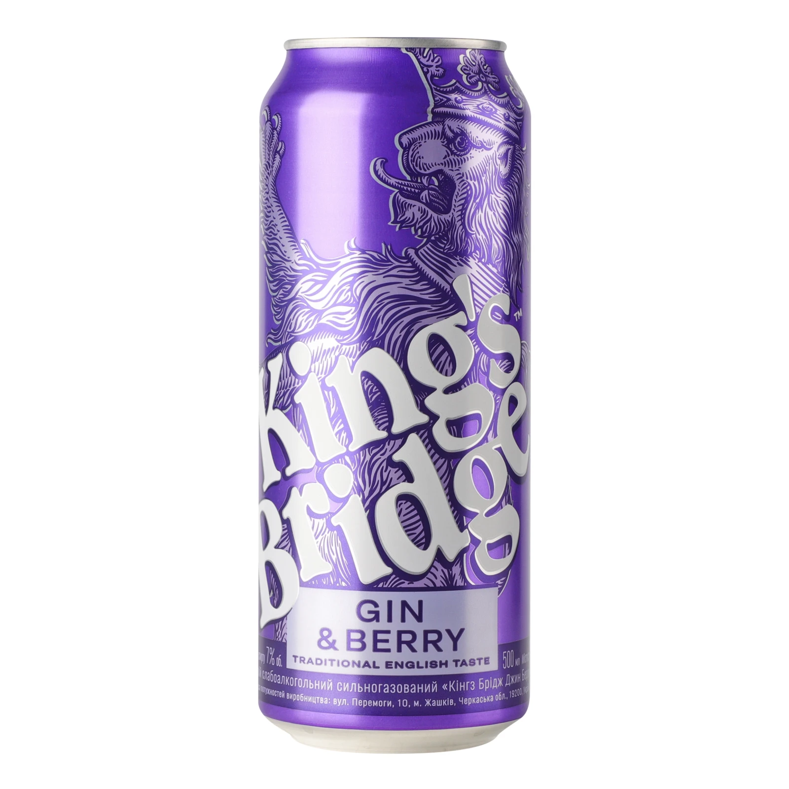 Напій слабоалкогольний King's Bridge сильногазований Gin&Berry 7% 0.5л Фото навігації №:1