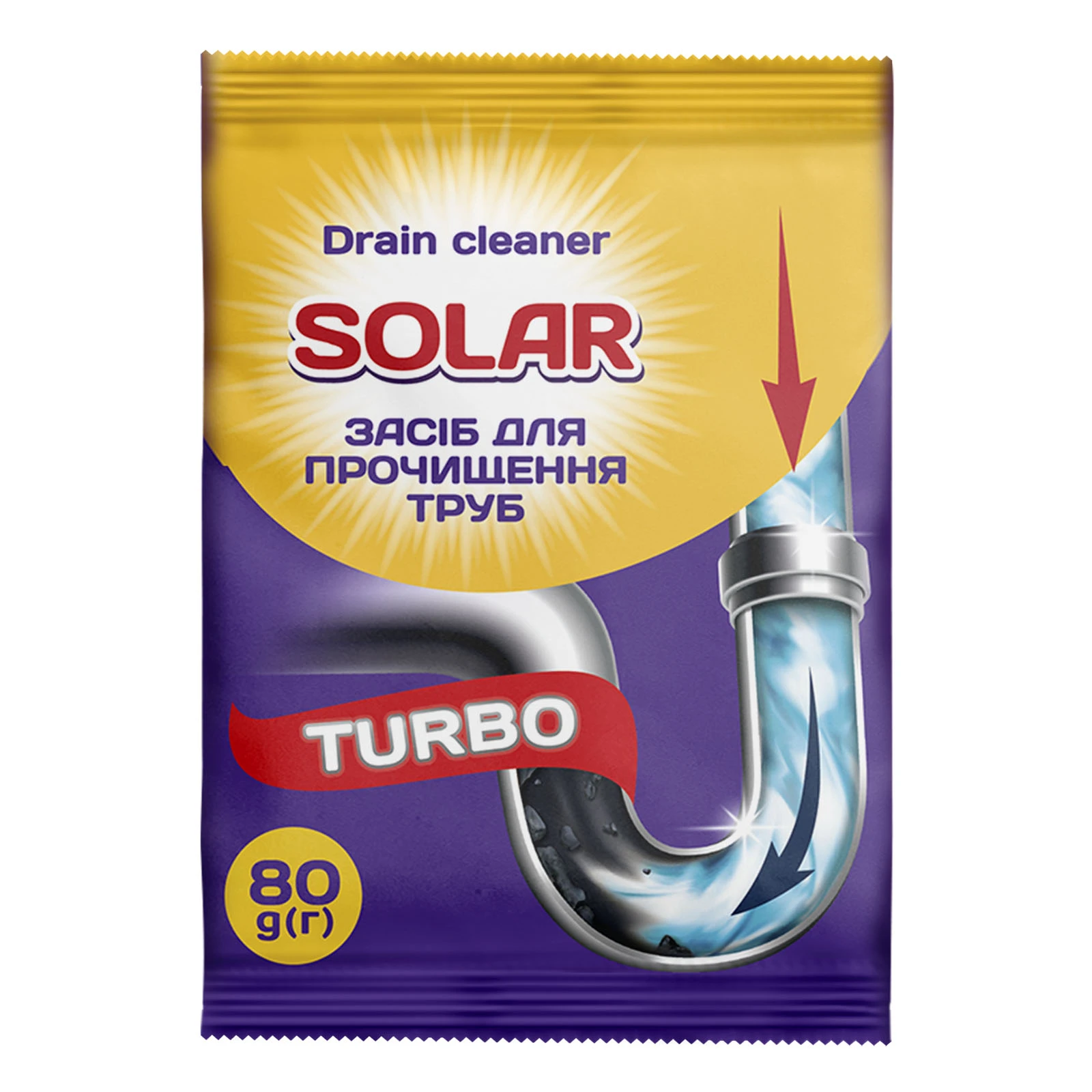 Засіб для прочищення каналізаційних труб Solar 80г Фото №:1