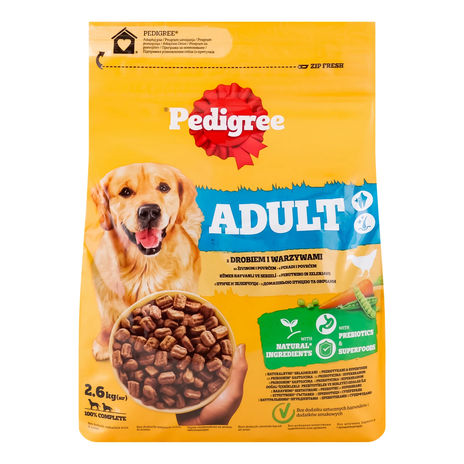 Корм сухий Pedigree З домашньою птицею та овочами повнораціонний для дорослих собак 2.6кг Фото №:1