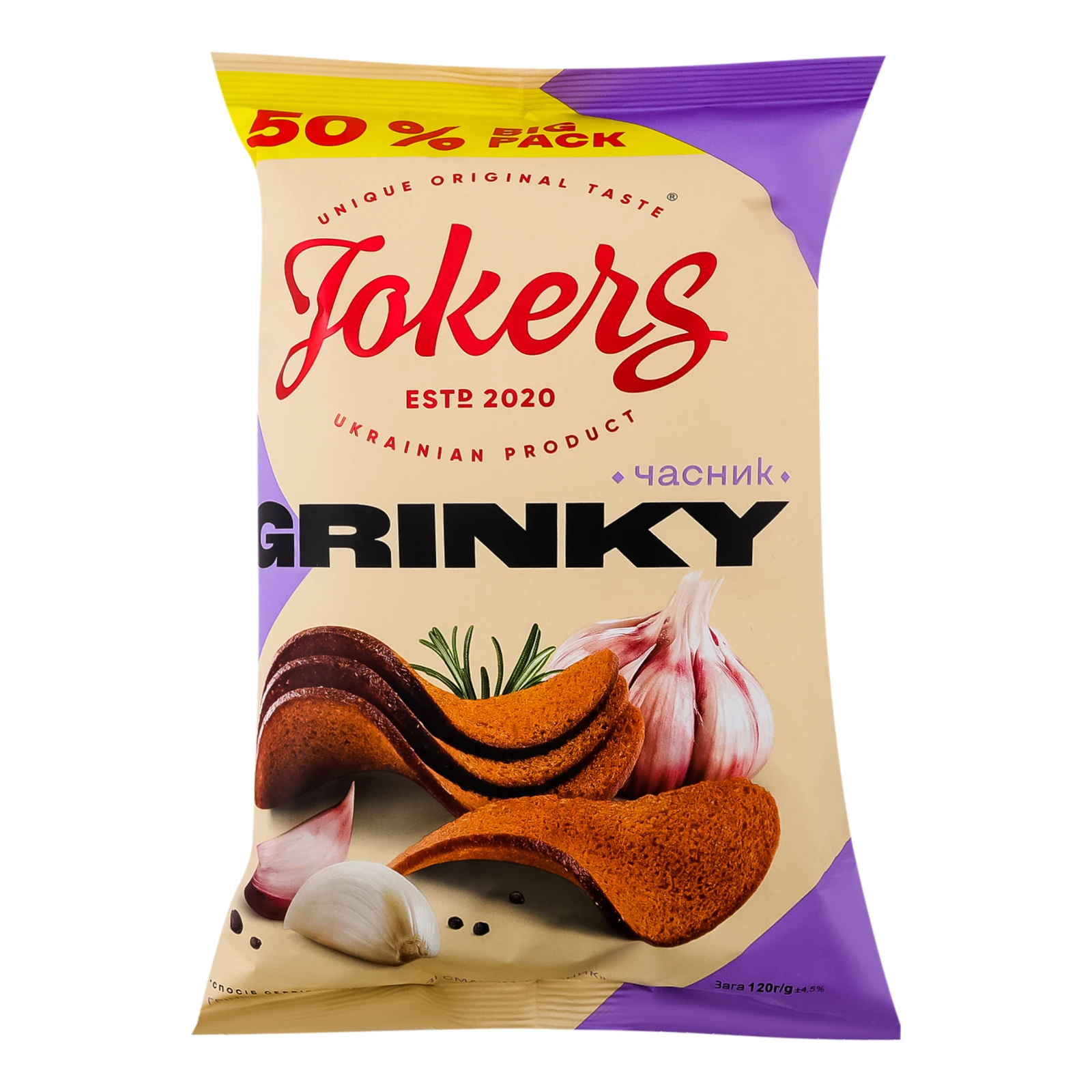 Грінки Jokers житньо-пшеничні зі смаком Часник 120г Фото №:1