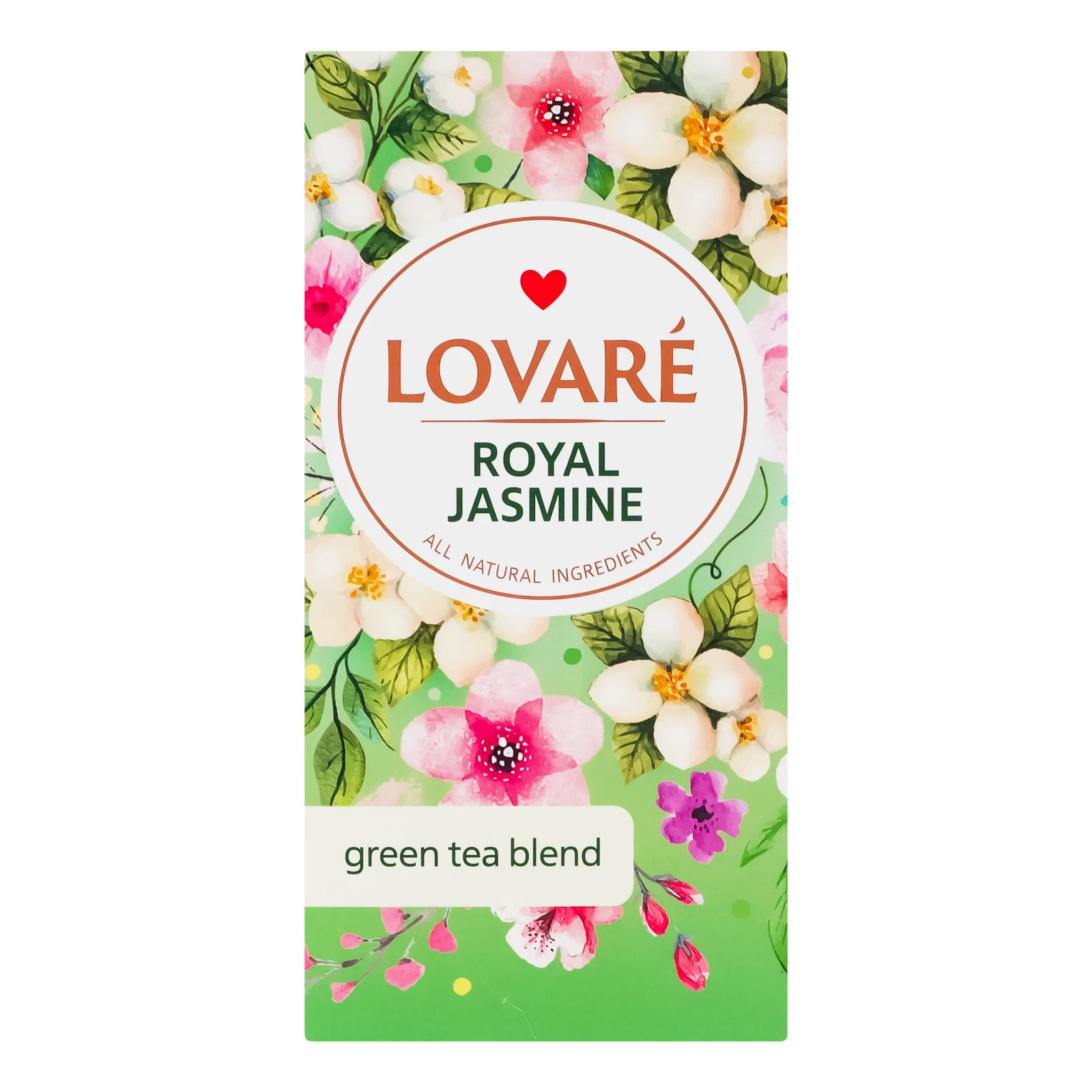 Чай Lovare Royal Jasmine зелений китайський байховий дрібний з пелюстками та ароматом жасмину 24*1.5г Фото навігації №:1
