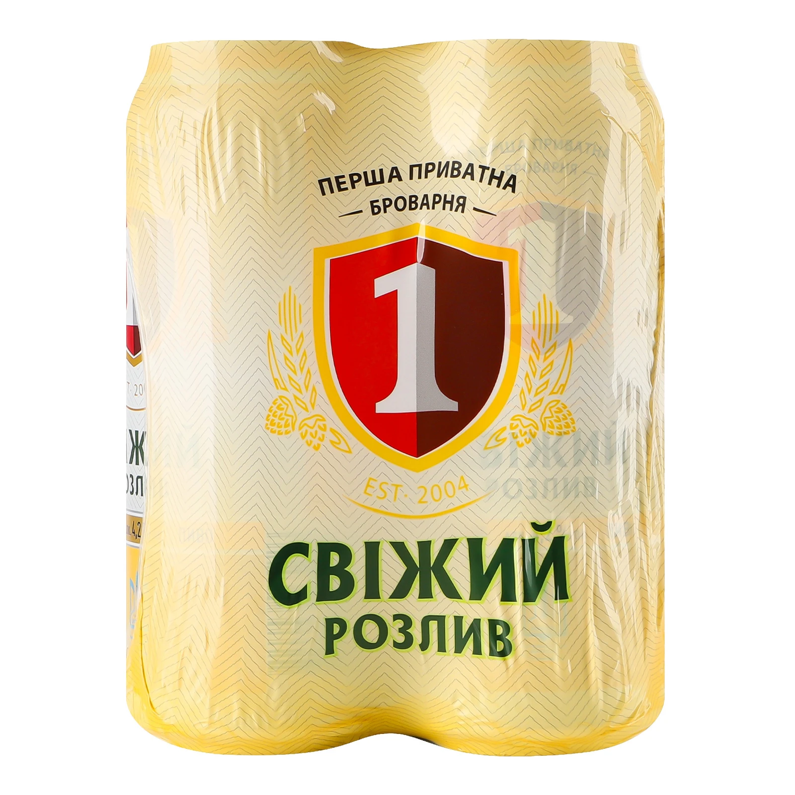 Пиво Перша приватна броварня Свіжий розлив світле фільтроване пастеризоване 4.2% 4х0.5л Фото №:2