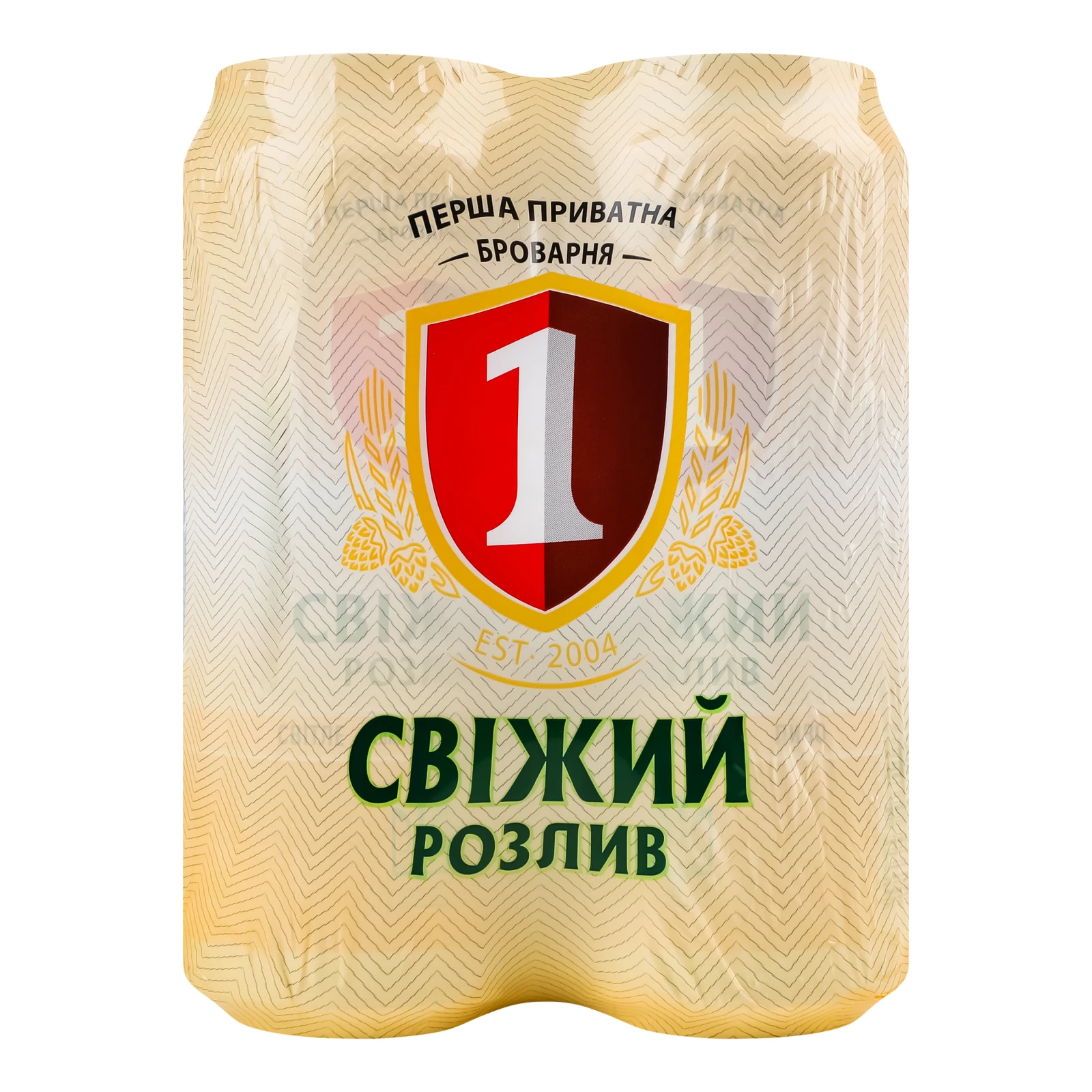 Пиво Перша приватна броварня Свіжий розлив світле фільтроване пастеризоване 4.2% 4*500мл/уп Фото №:1