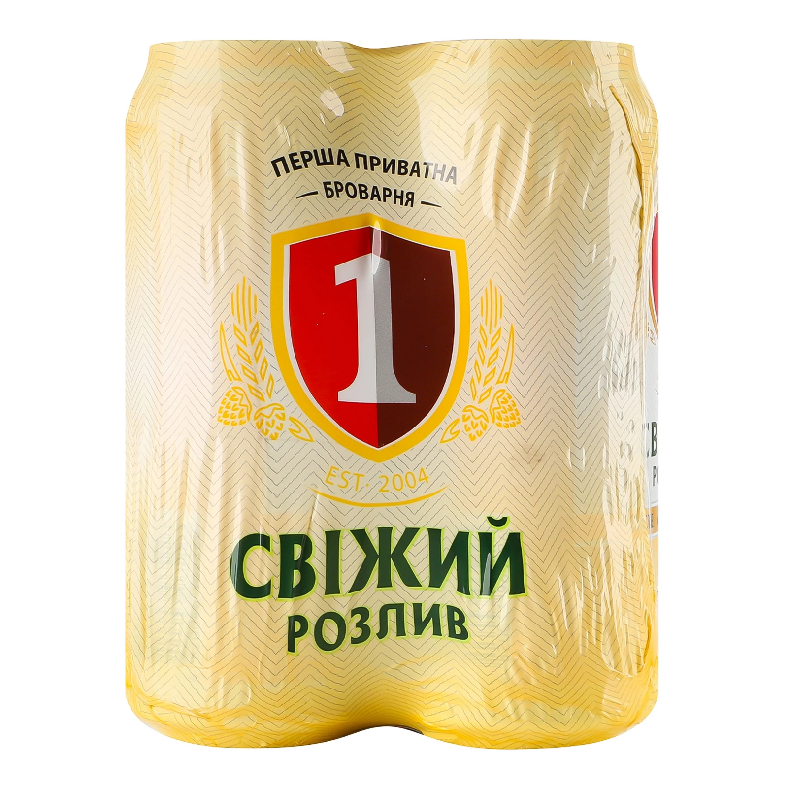 Пиво Перша приватна броварня Свіжий розлив світле фільтроване пастеризоване 4.2% 4х0.5л Фото №:1