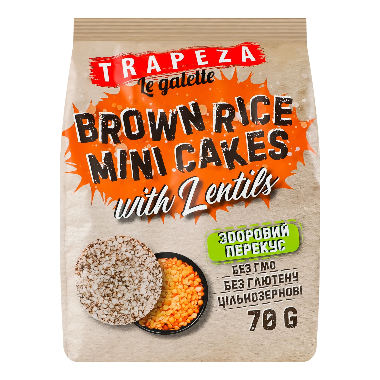 Хлібці Trapeza міні-галети рисові з сочевицею 70г Фото №:1