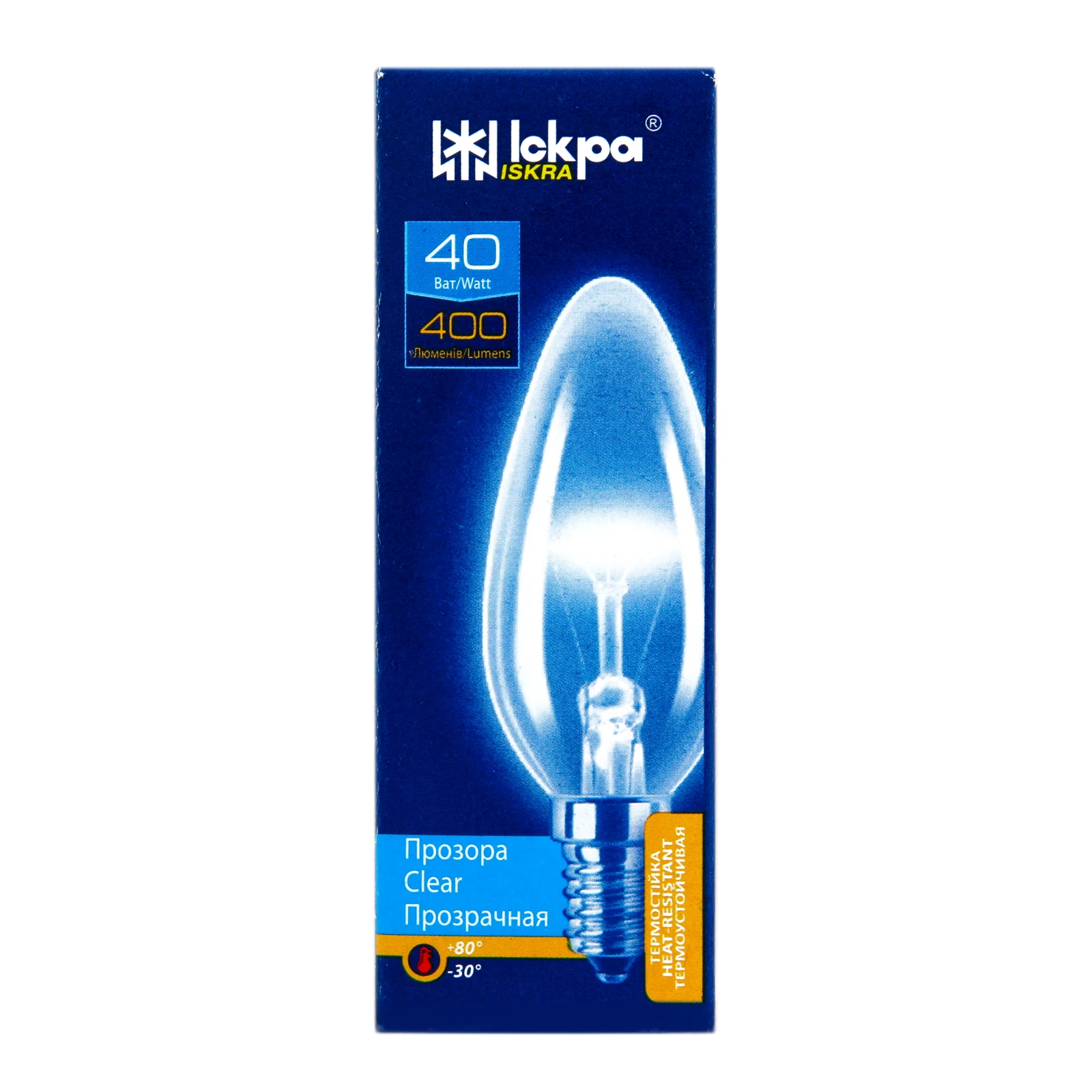 Лампа Іскра 40Вт E14 В36 400 люменів прозора Фото №:1