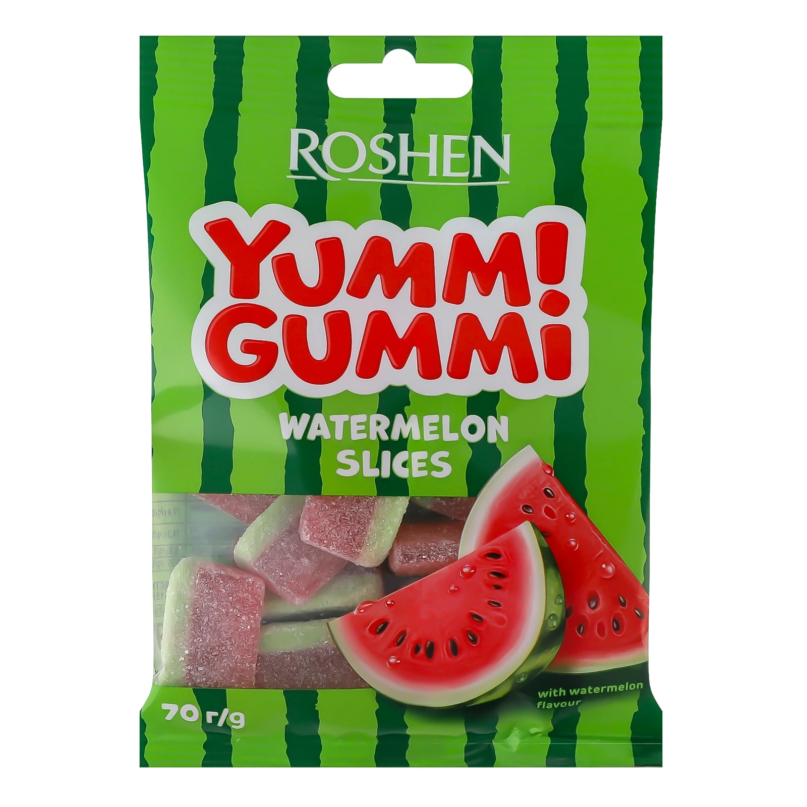 Цукерки желейні Roshen Yummi Gummi Watermelon Slices зі смаком кавуна 70г