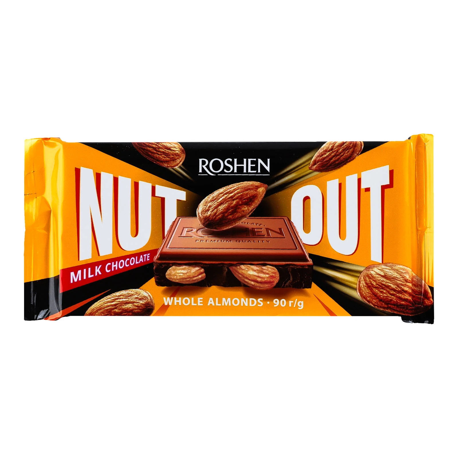 Шоколад Roshen 90г молочний Whole Almonds Nut Out АКЦІЯ Фото №:1