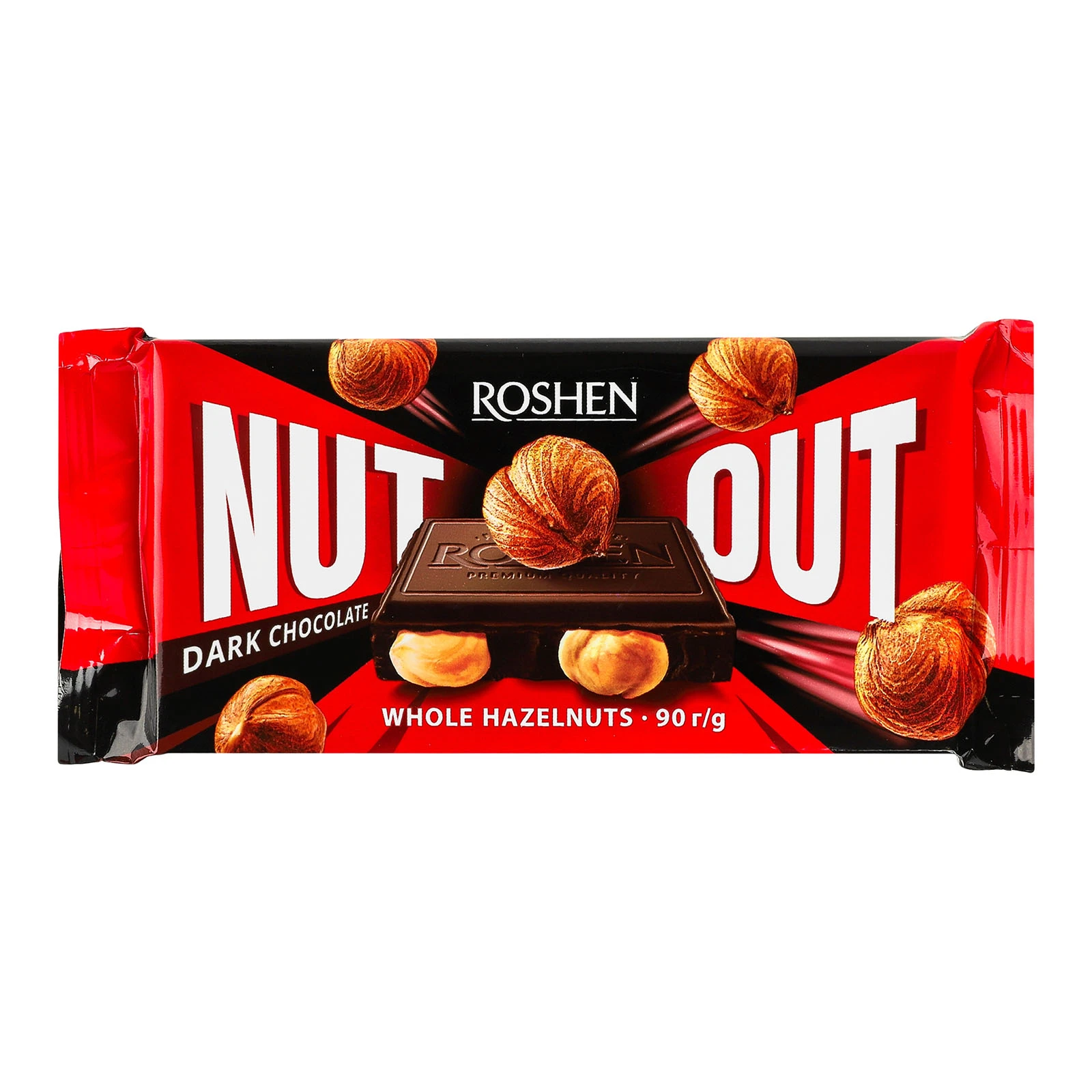 Шоколад Roshen 90г чорний Whole Hazelnuts Nut Out АКЦІЯ Фото №:1