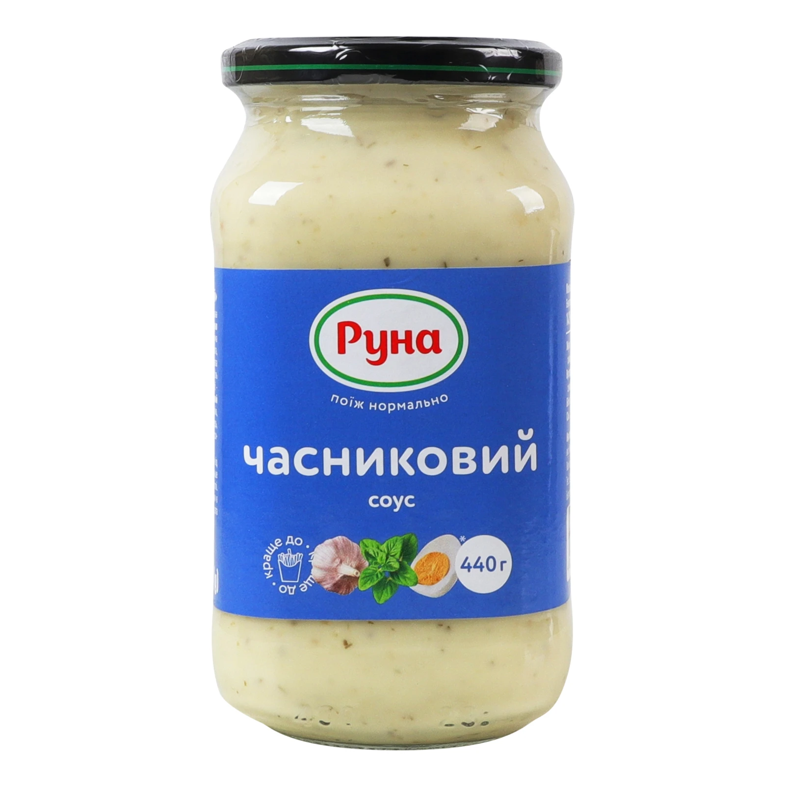 Соус Руна майонезний Часниковий 440г Фото навігації №:1