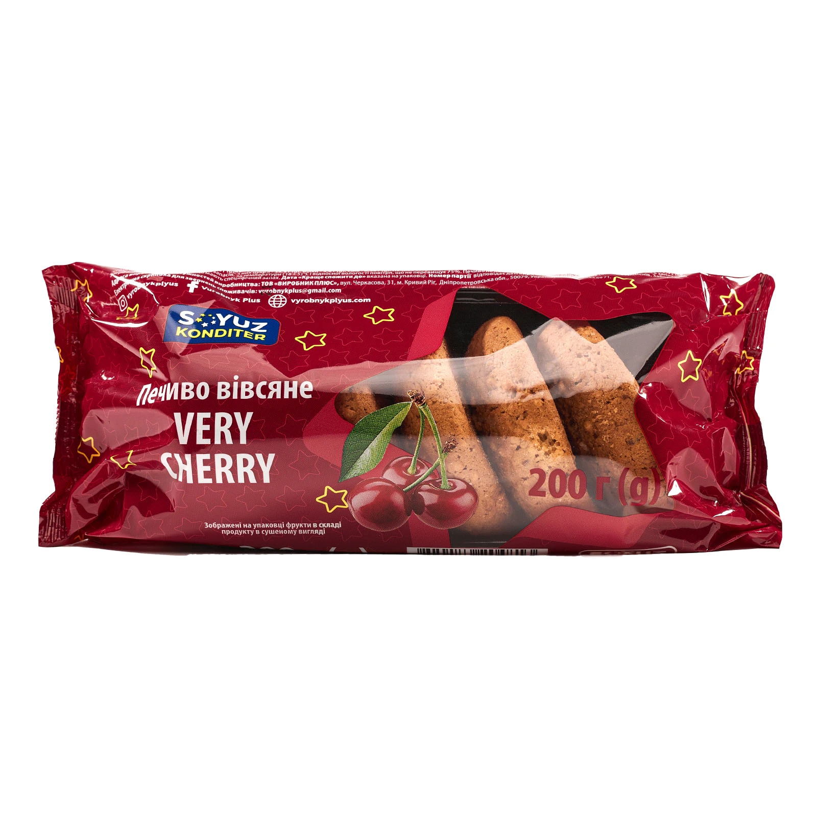 Печиво Soyuz Konditer вівсяне Very cherry 200г Фото №:1
