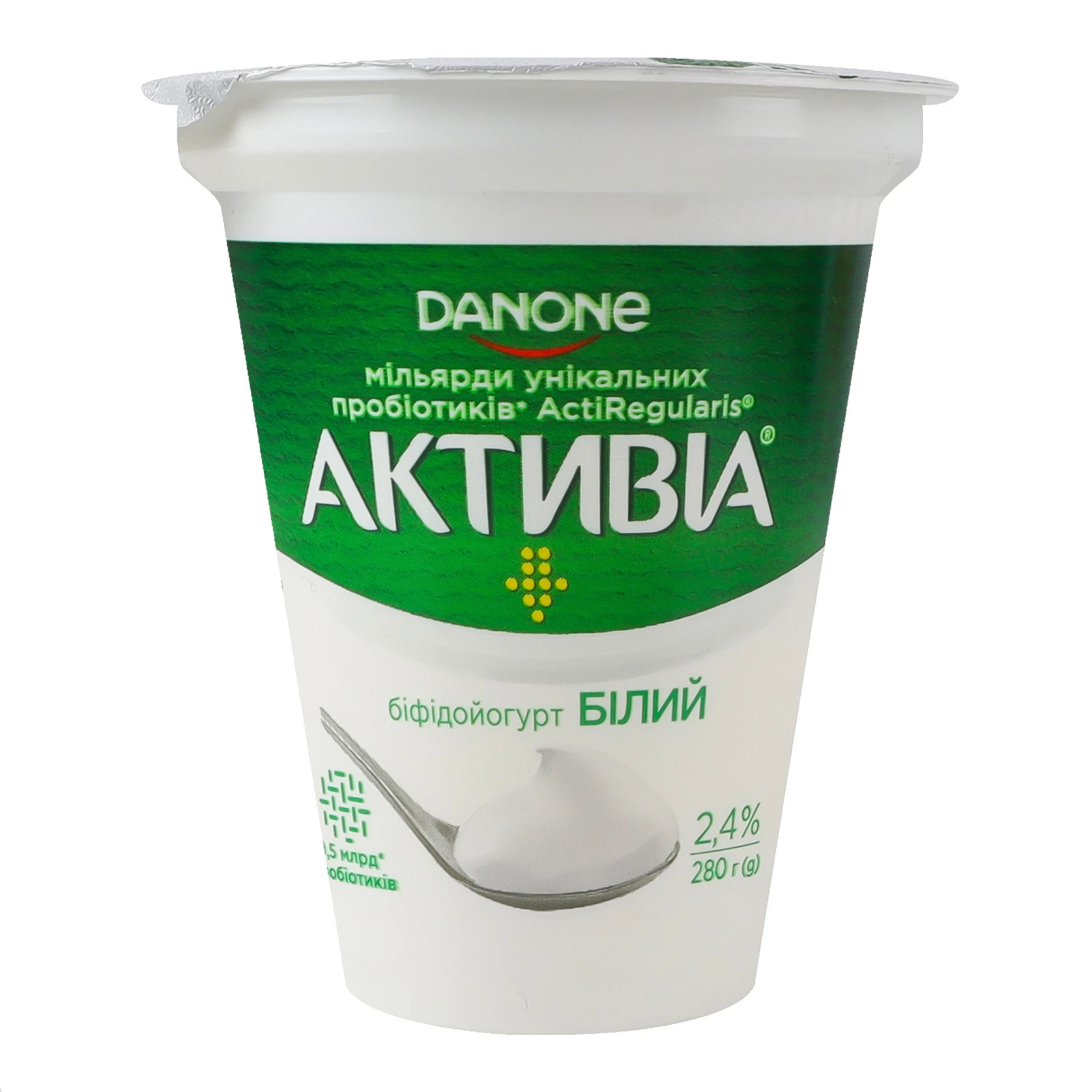 Біфідойогурт Активіа білий 2.4% 280г Фото навігації №:1