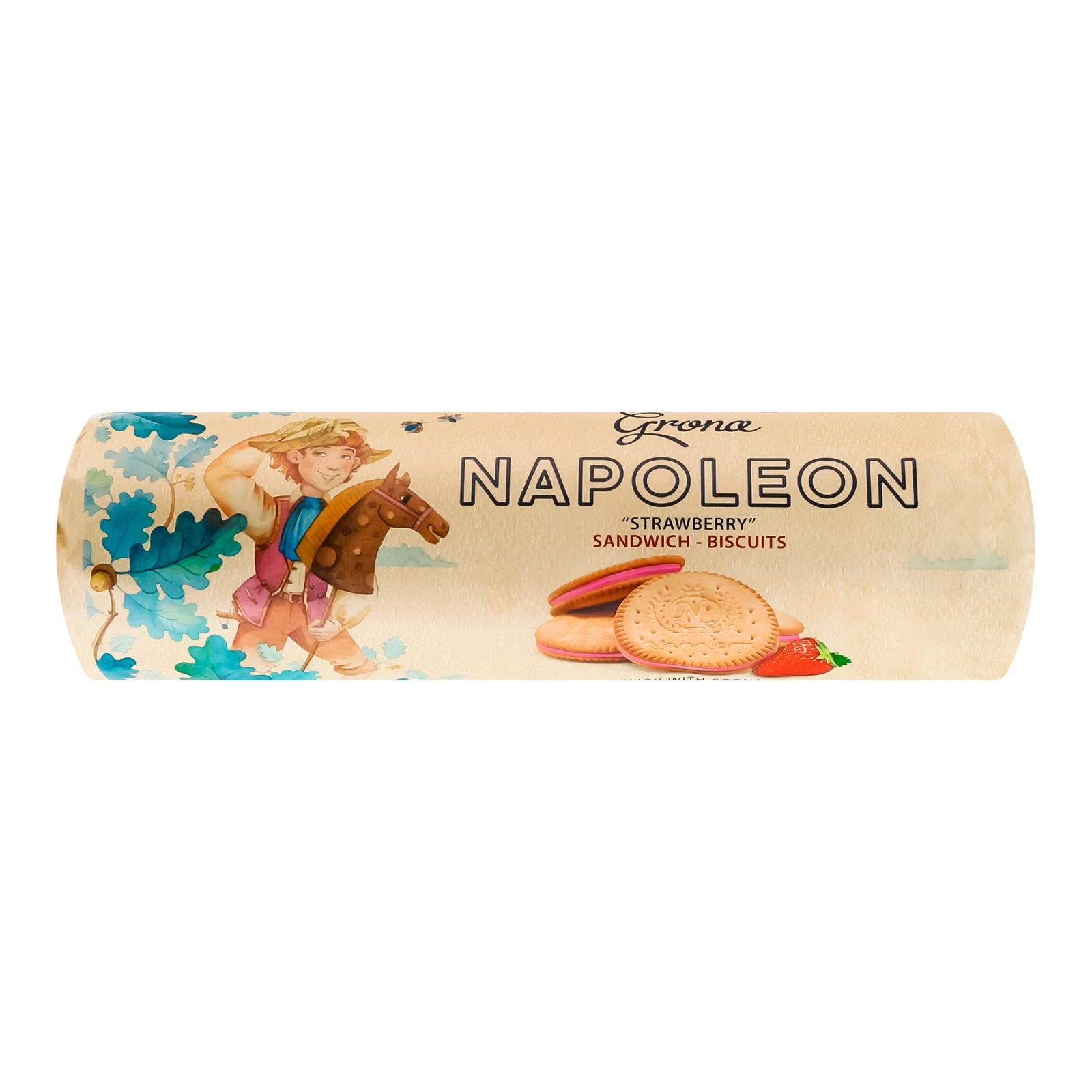 Печиво-сендвіч Grona Napoleon Strawberry затяжне 240г Фото №:1