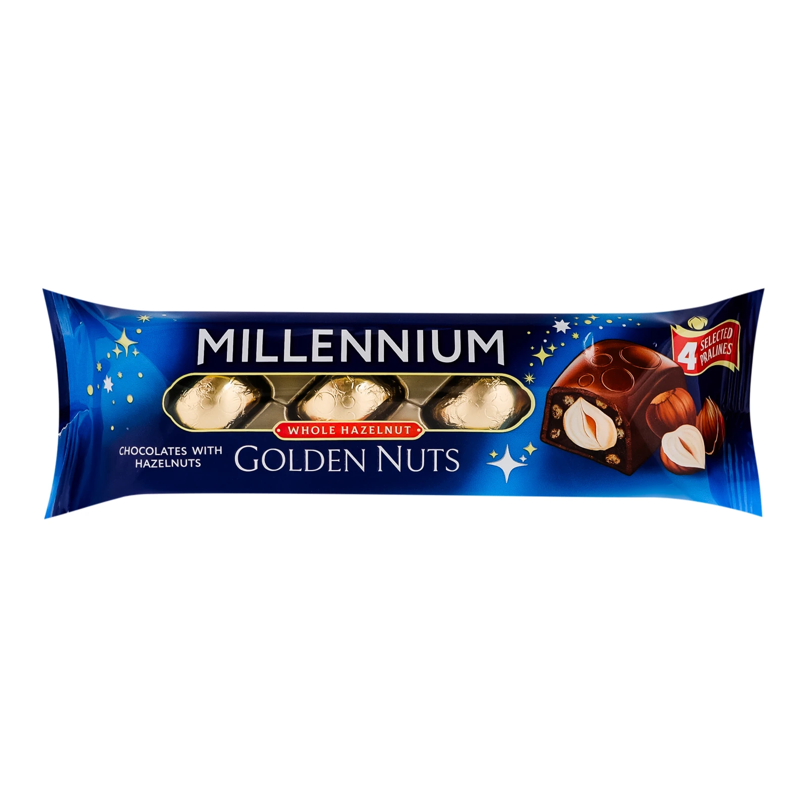 Цукерки Millennium Golden nuts шоколадні з начинкою та цілими горіхами 29г Фото №:1