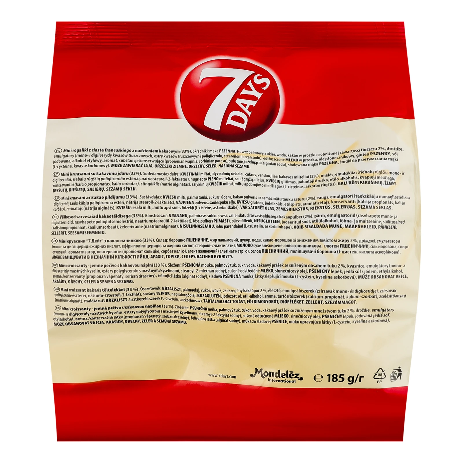 Круасани 7 Days Mini з какао начинкою 185г Фото №:2