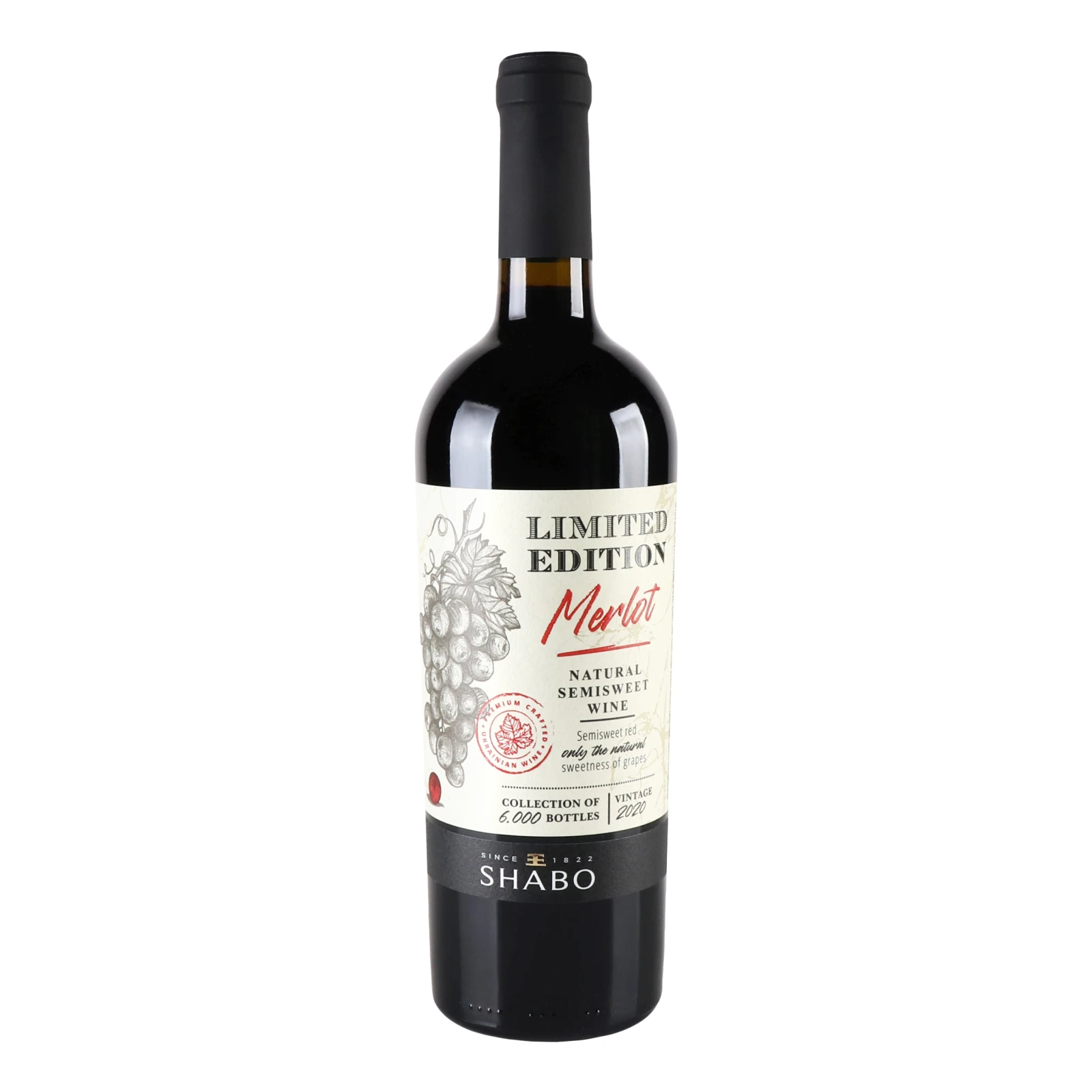 Вино Shabo Merlot червоне напівсолодке 9-13% 0.75л